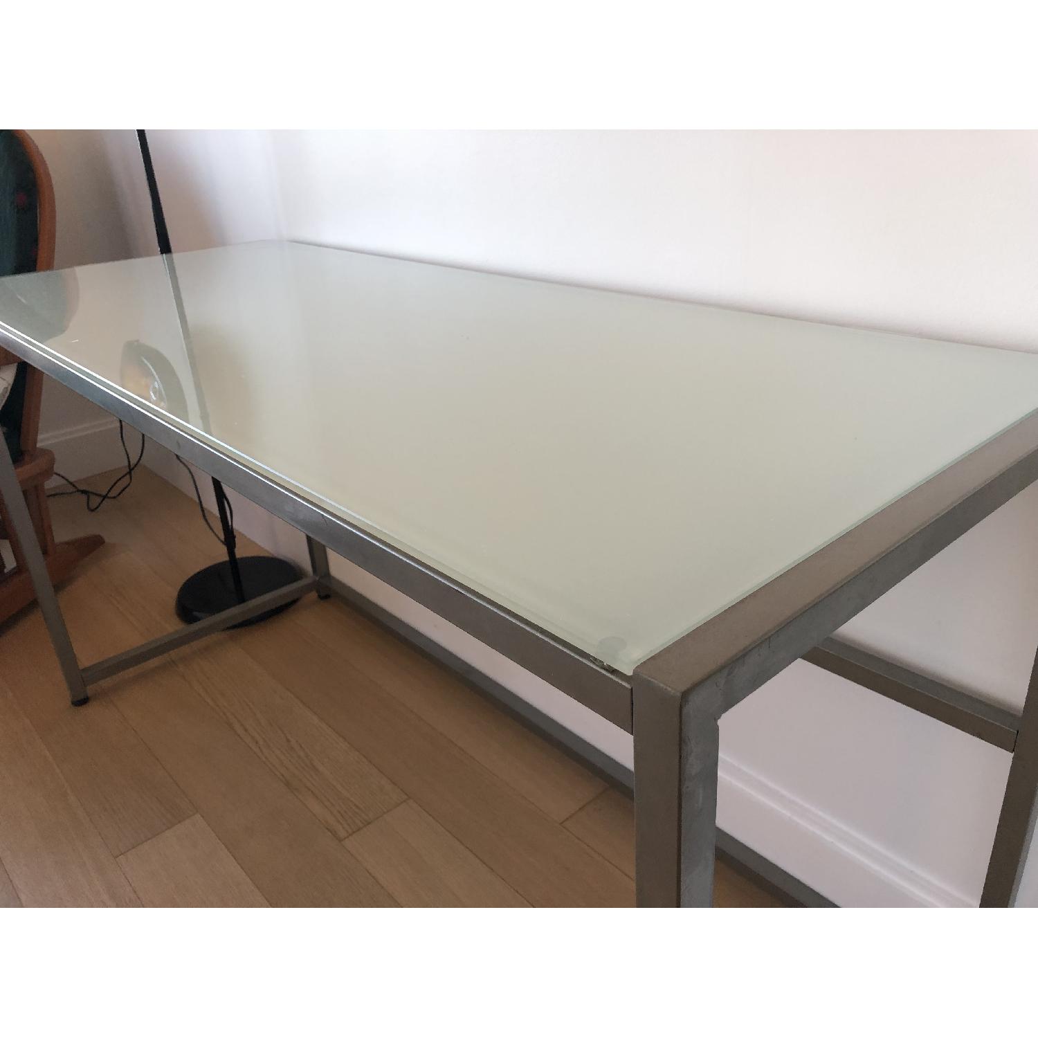 CB2 Trig Glass & Steel Desk - image-2