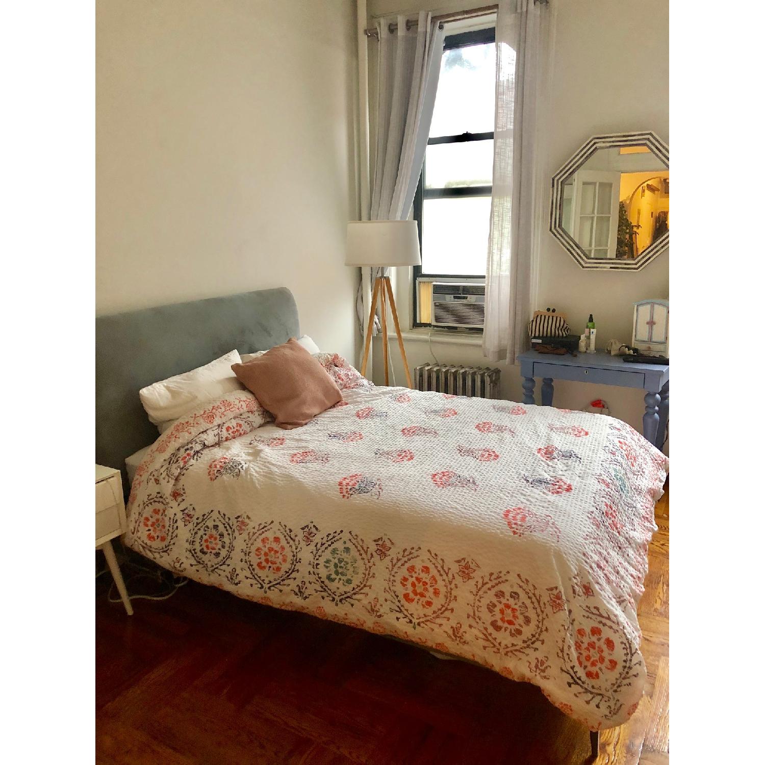 West Elm Andes Deco Upholstered Full Bed in Astor Blue - image-2