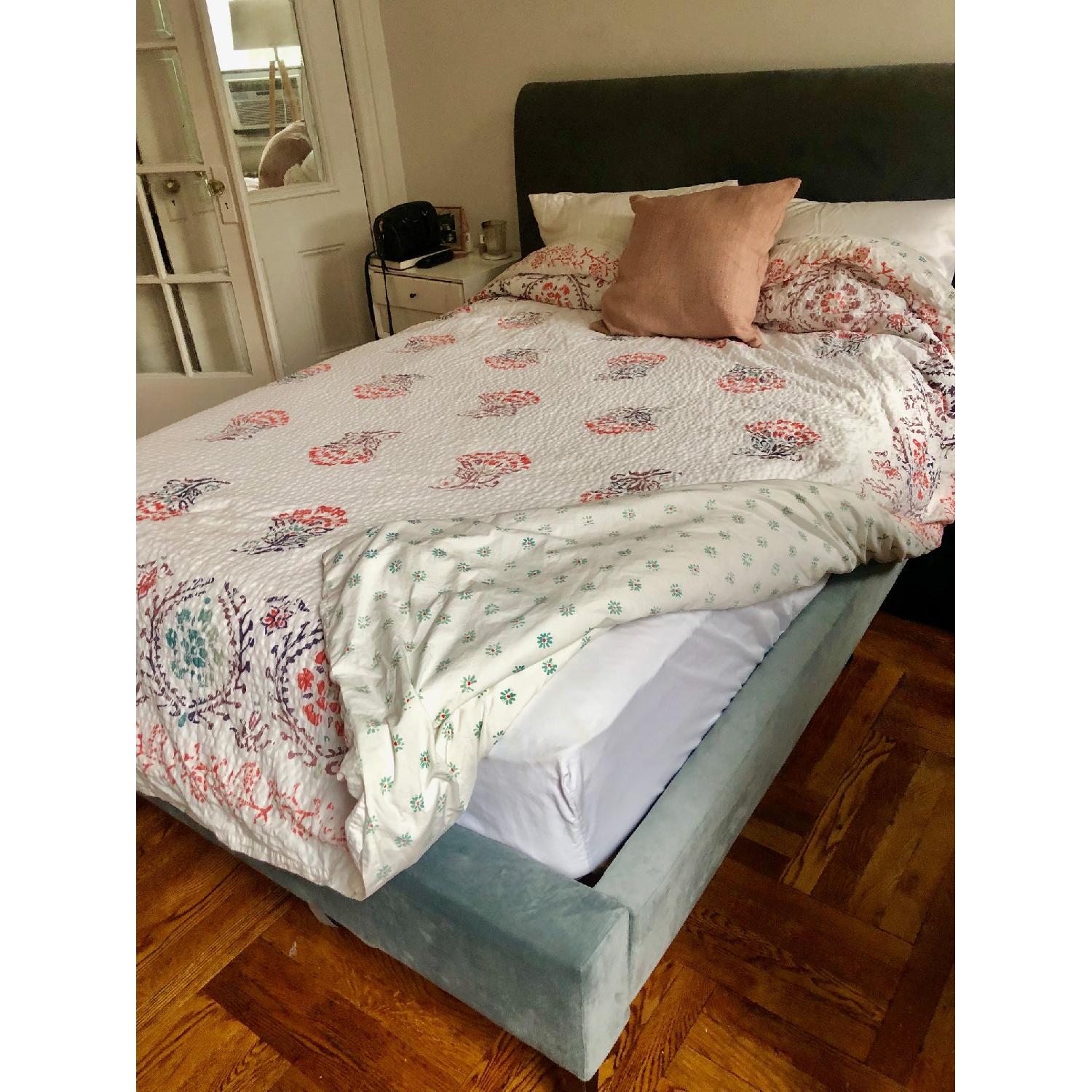 West Elm Andes Deco Upholstered Full Bed in Astor Blue - image-3