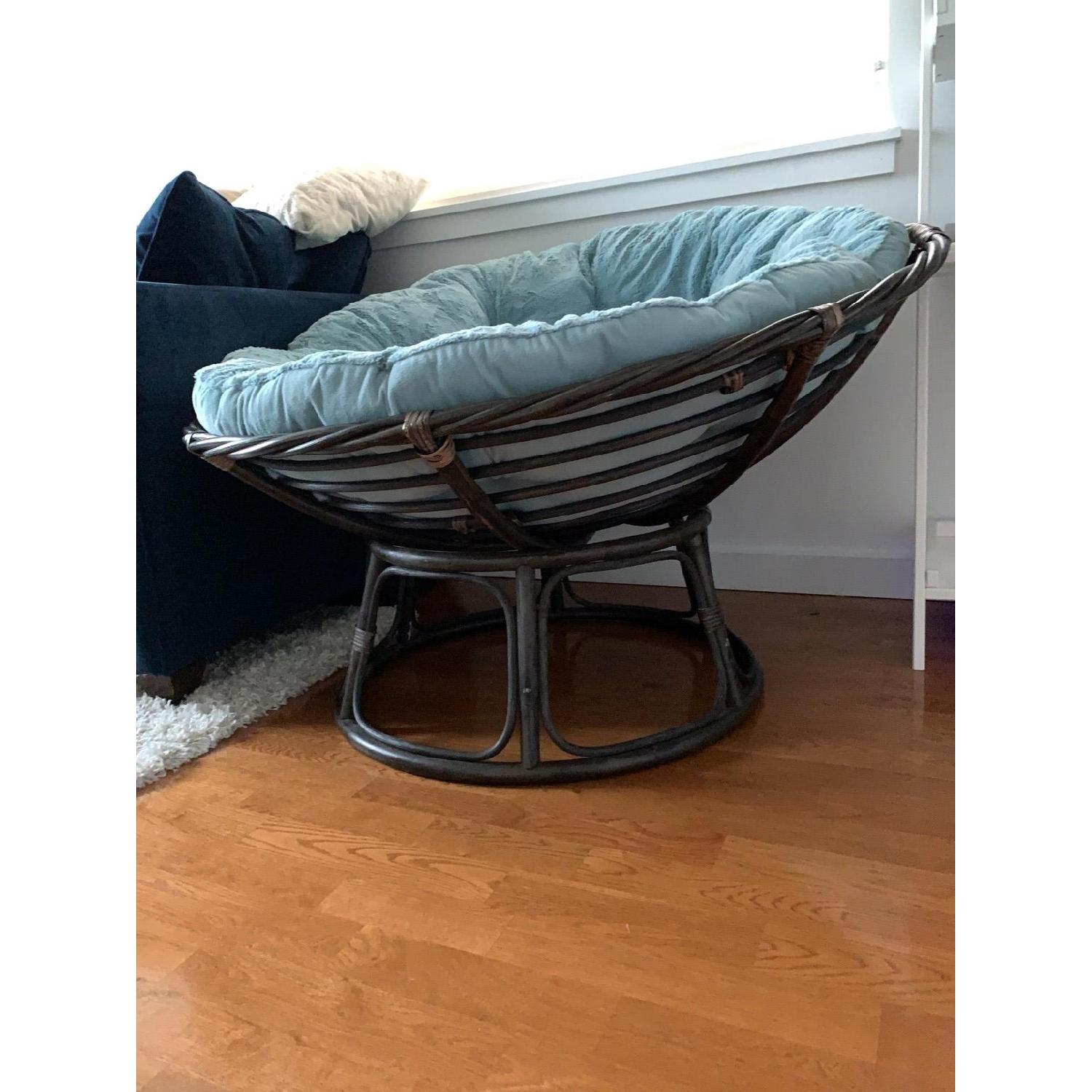 Pier 1 Natural Rattan Papasan Chair & Ottoman - image-1