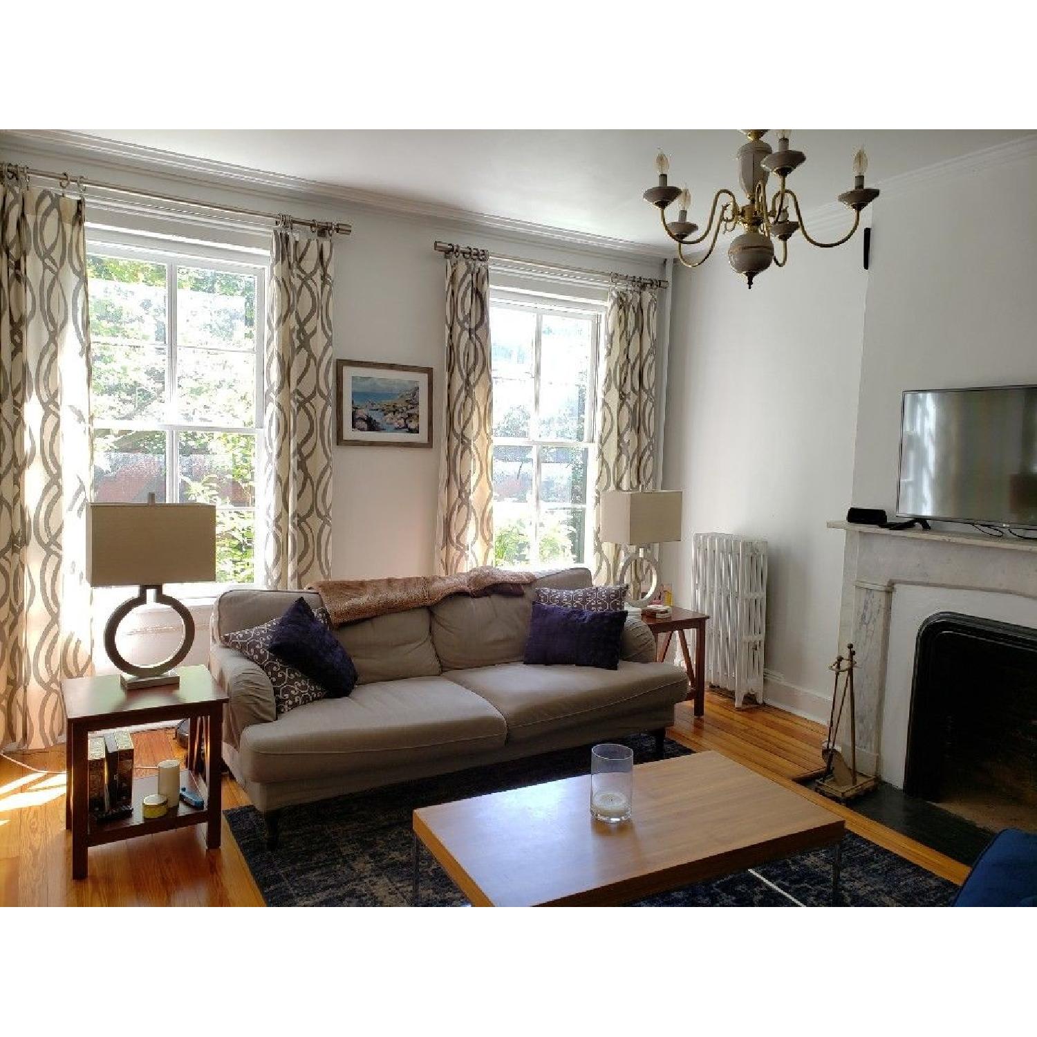 Ikea Stocksund Gray Fabric Sofa w/ Brown Wood Legs - image-5