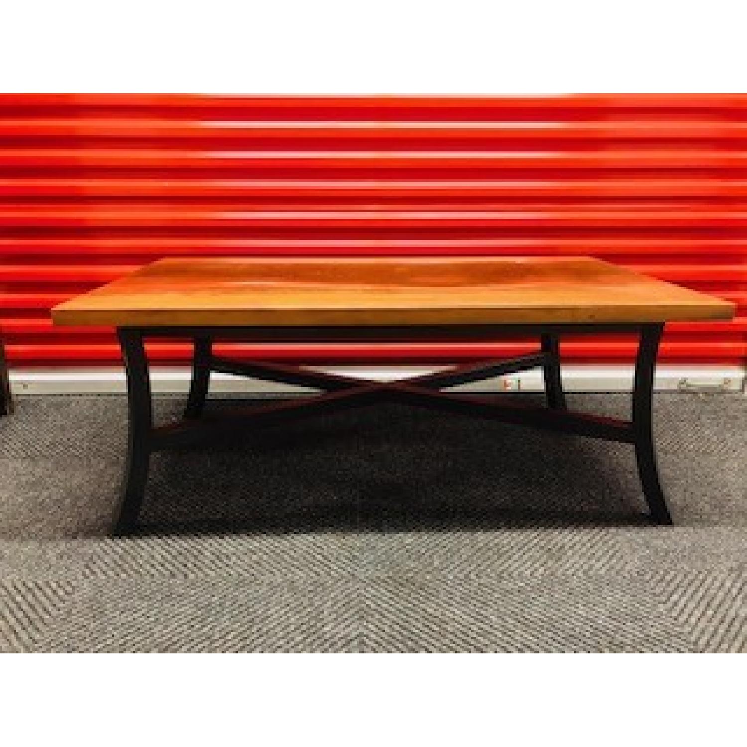 Crate & Barrel Copper Top Coffee Table - image-1