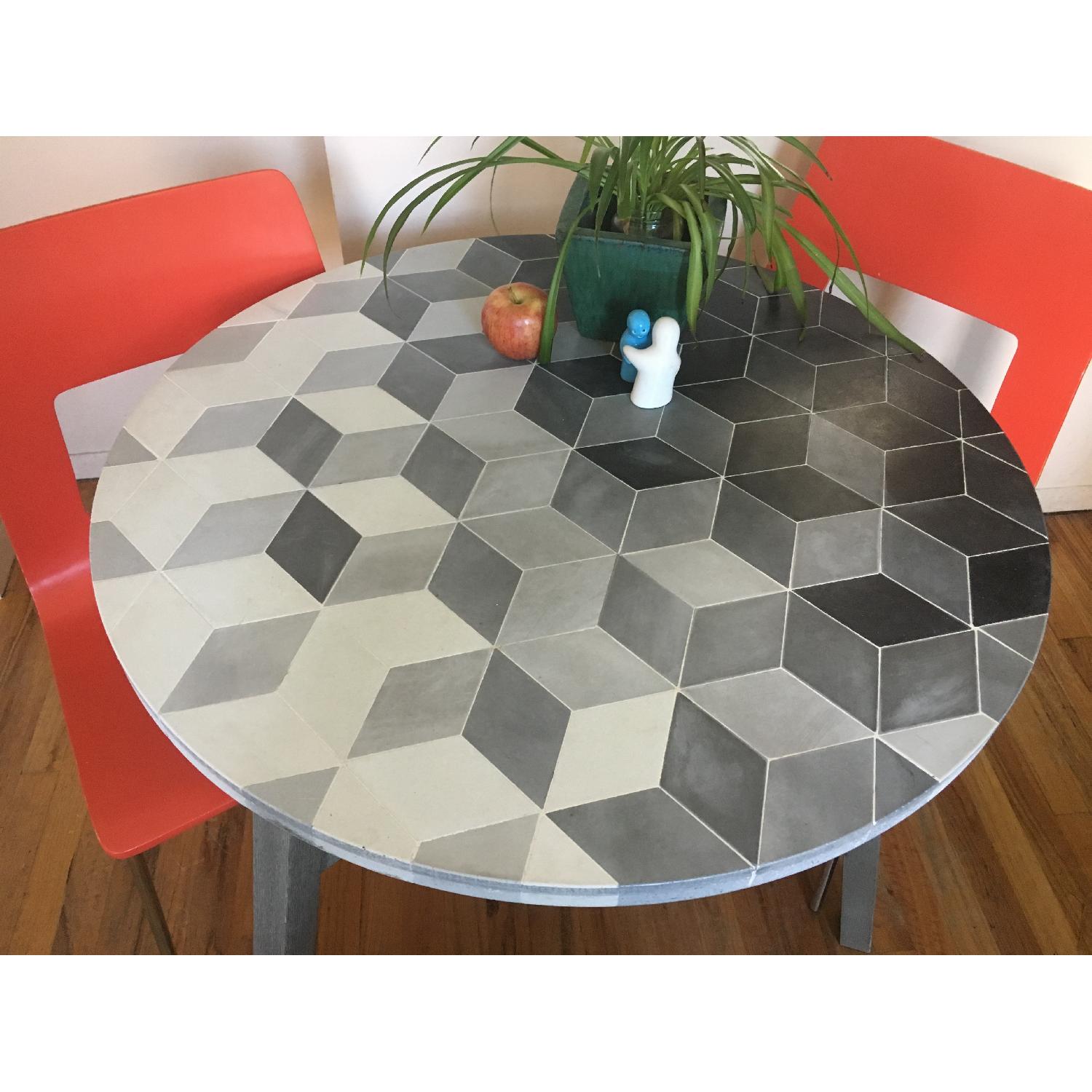 West Elm Isometric Concrete Mosaic Tiled Bistro Table - image-1