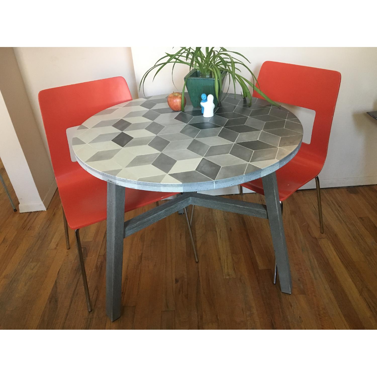 West Elm Isometric Concrete Mosaic Tiled Bistro Table - image-2