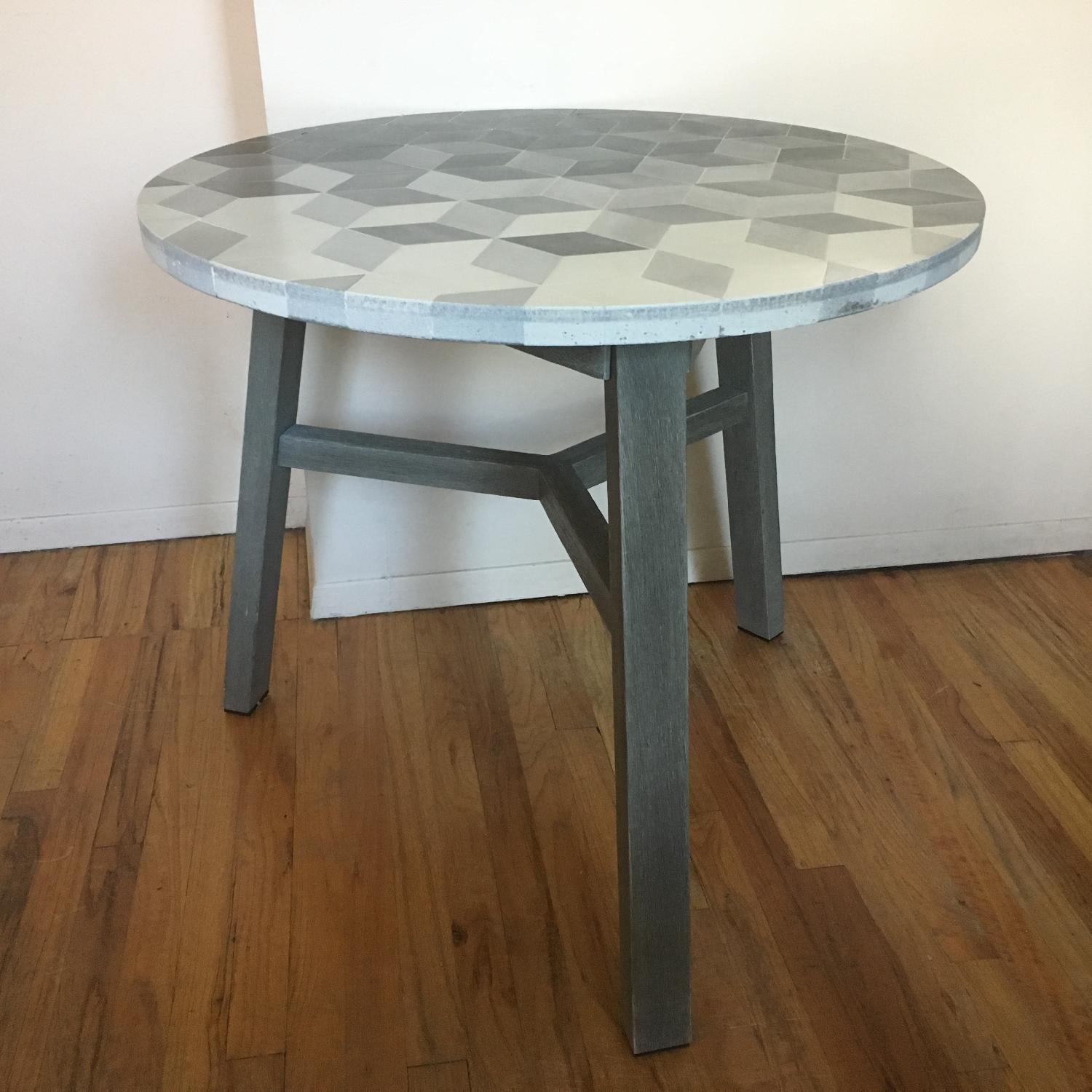 West Elm Isometric Concrete Mosaic Tiled Bistro Table - image-3