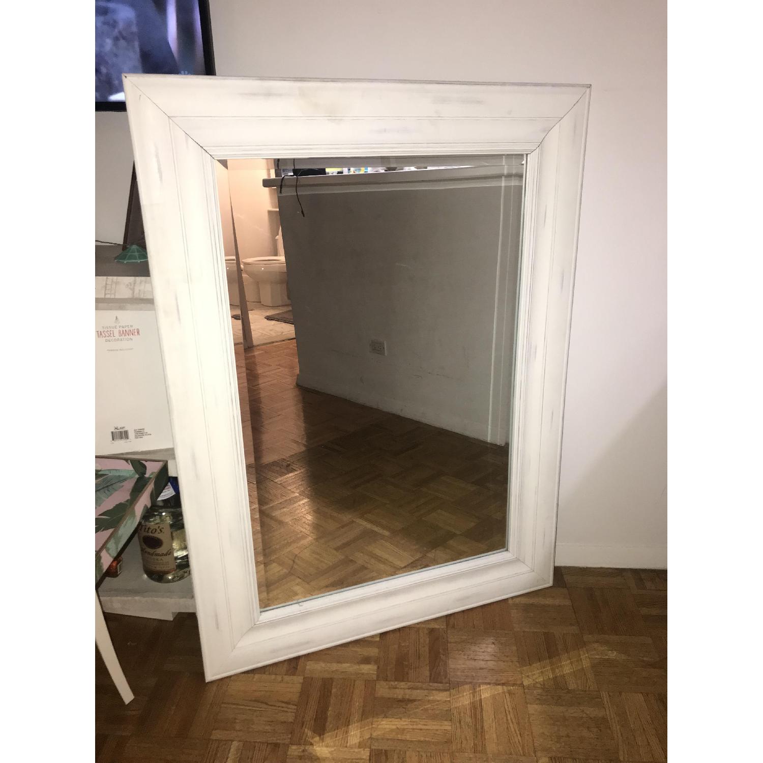 Rustic Wood Full Length Mirror in Distressed White Wash AptDeco