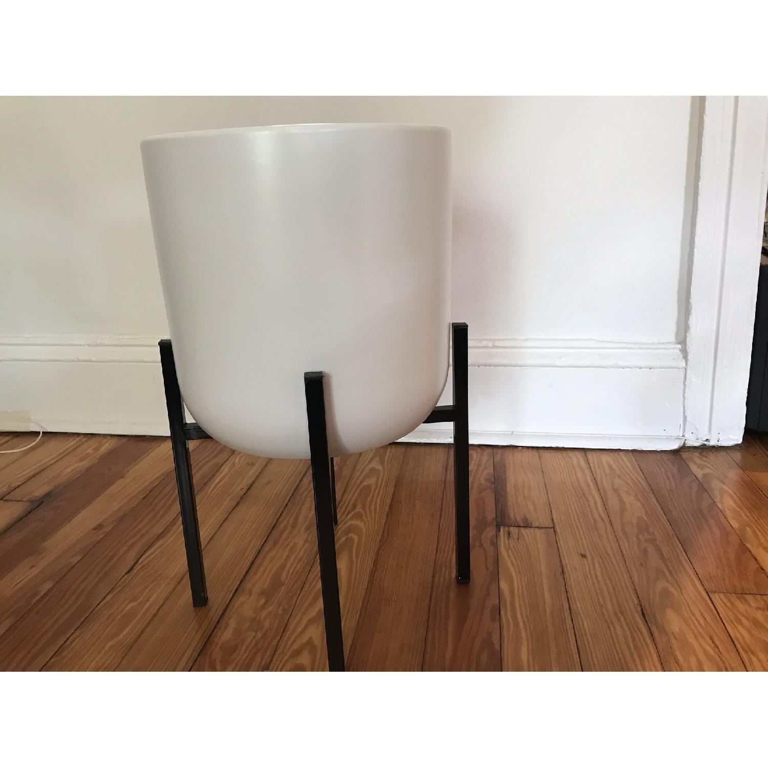 Target White Ceramic Planter w/ Black Stand - image-1