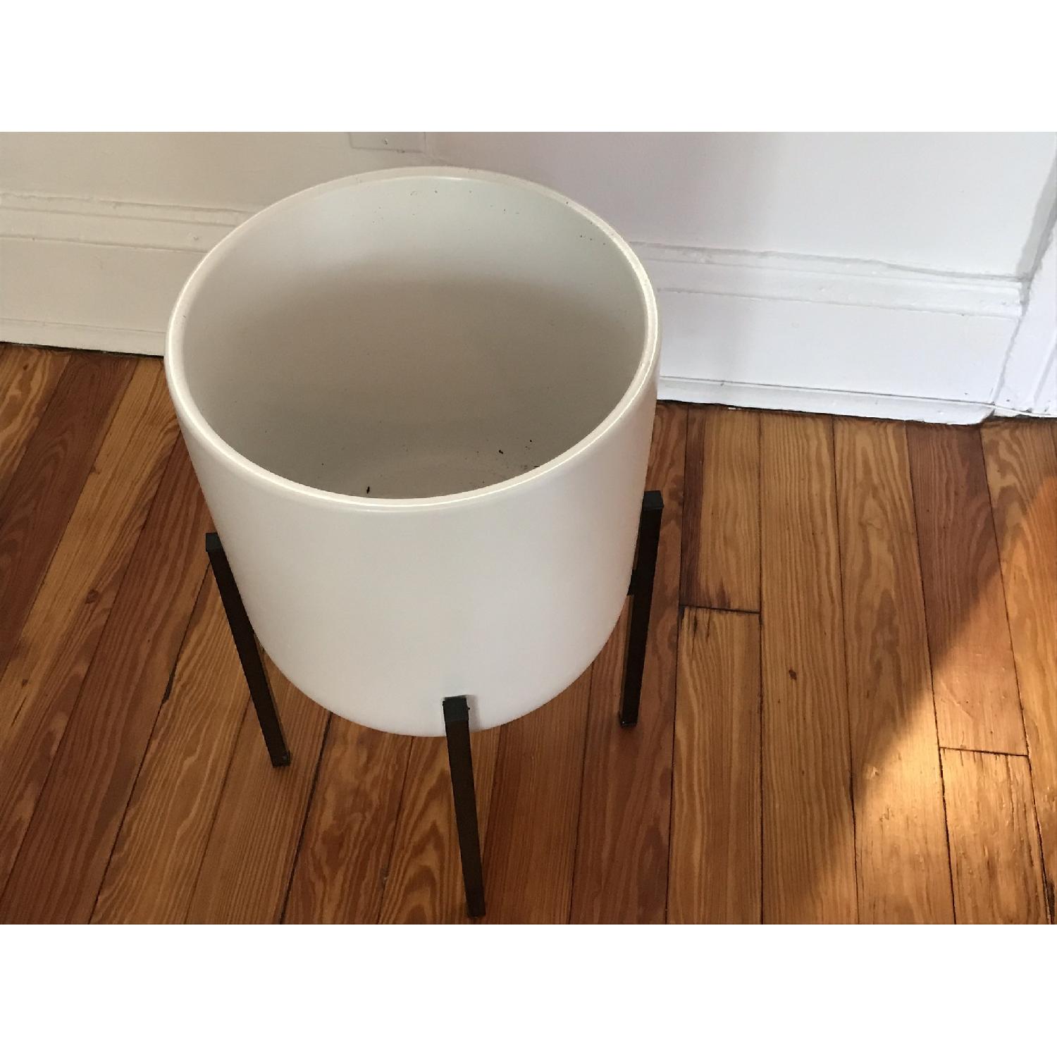 Target White Ceramic Planter w/ Black Stand - image-2