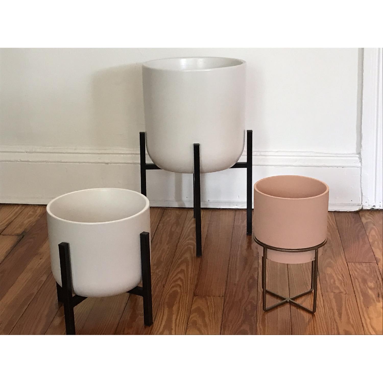 Target White Ceramic Planter w/ Black Stand - image-3