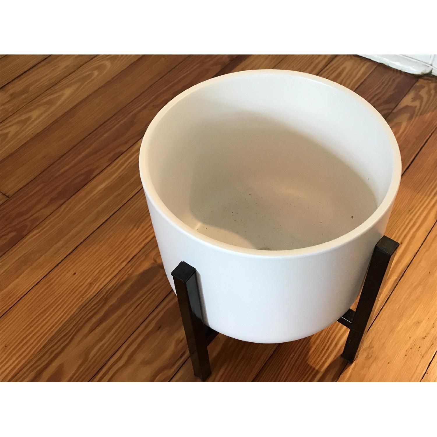 Target White Ceramic Planter w/ Black Stand - image-2