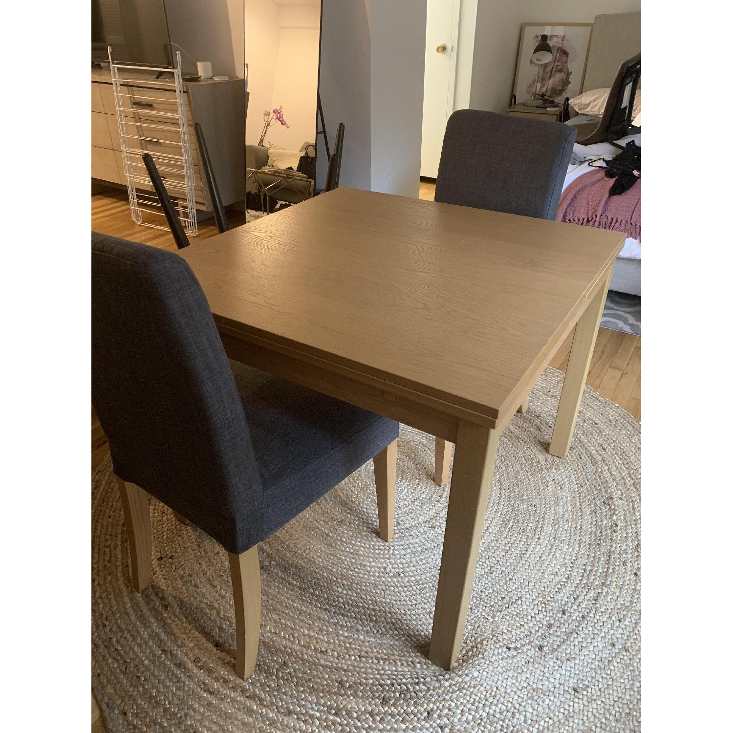 Ikea Extendable Oak Dining Table w/ 2 Chairs - image-2