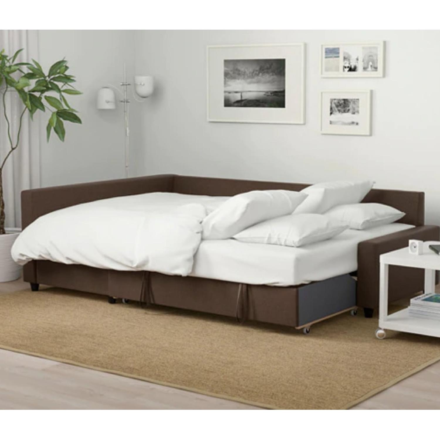 Ikea Skiftebo Brown Sleeper Sectional Sofa w/ Storage AptDeco