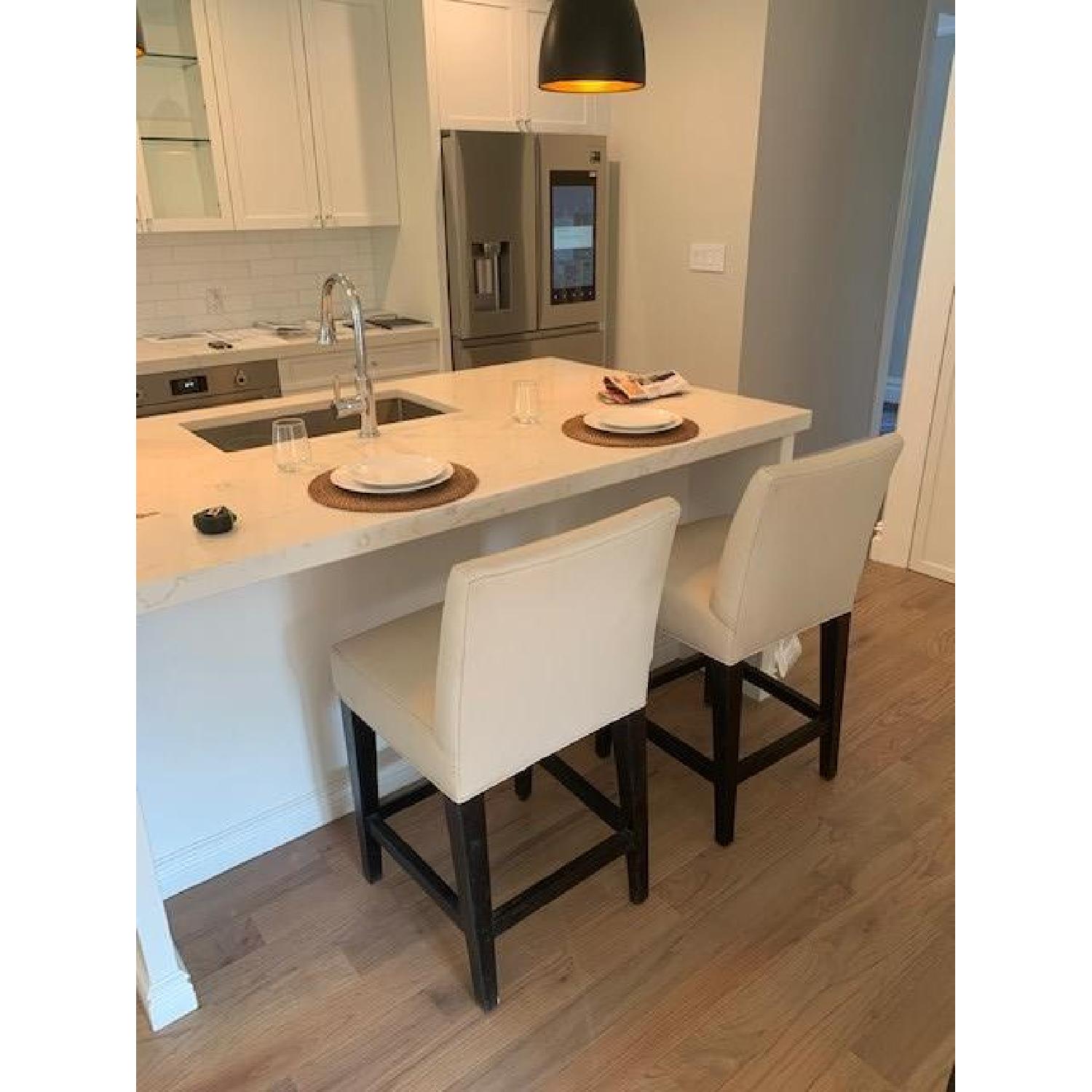 Lee Industries Cream Leather Bar Stools - image-2