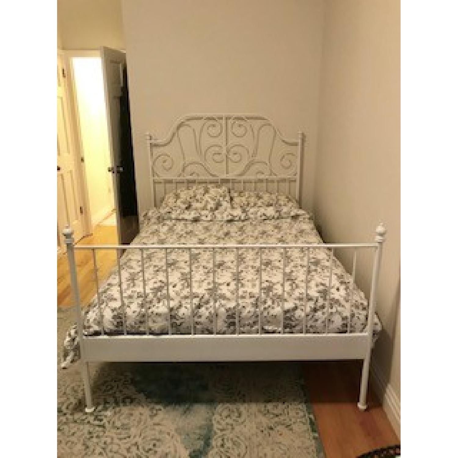 Ikea Leirvik White Bed Frame w/ Slatted Base AptDeco