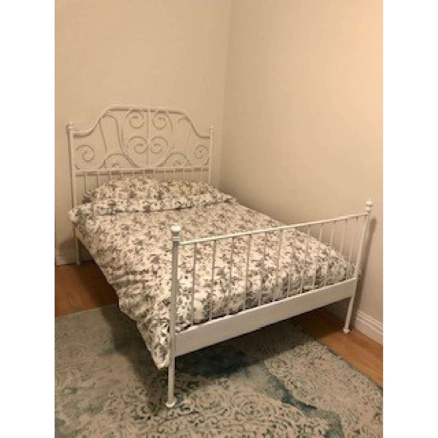 Ikea Leirvik White Bed Frame w/ Slatted Base AptDeco