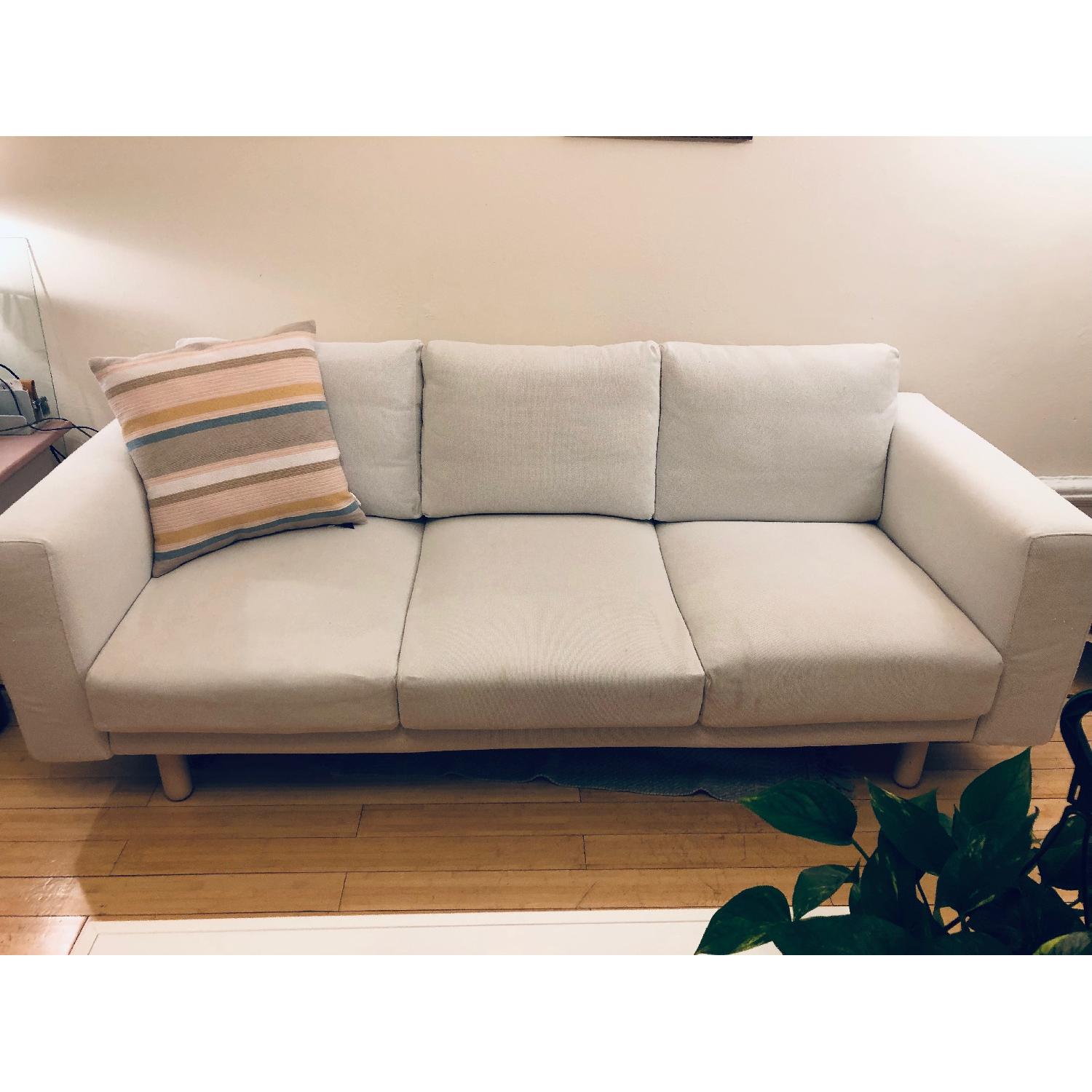 Ikea Norsborg White 3-Seat Sofa w/ White Birch Legs - image-4