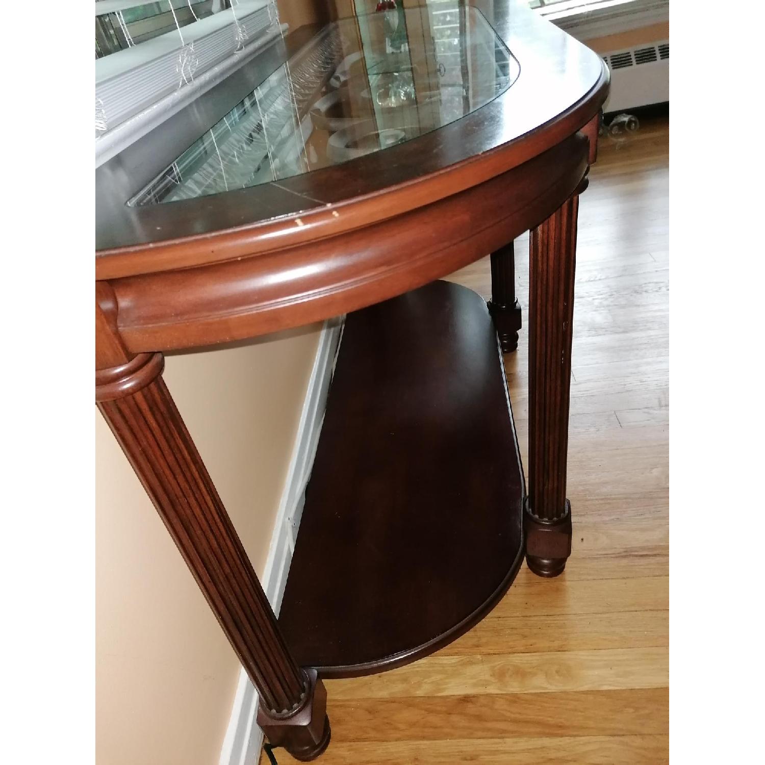 Raymour & Flanigan Glass Dark Wood Console Table - image-4