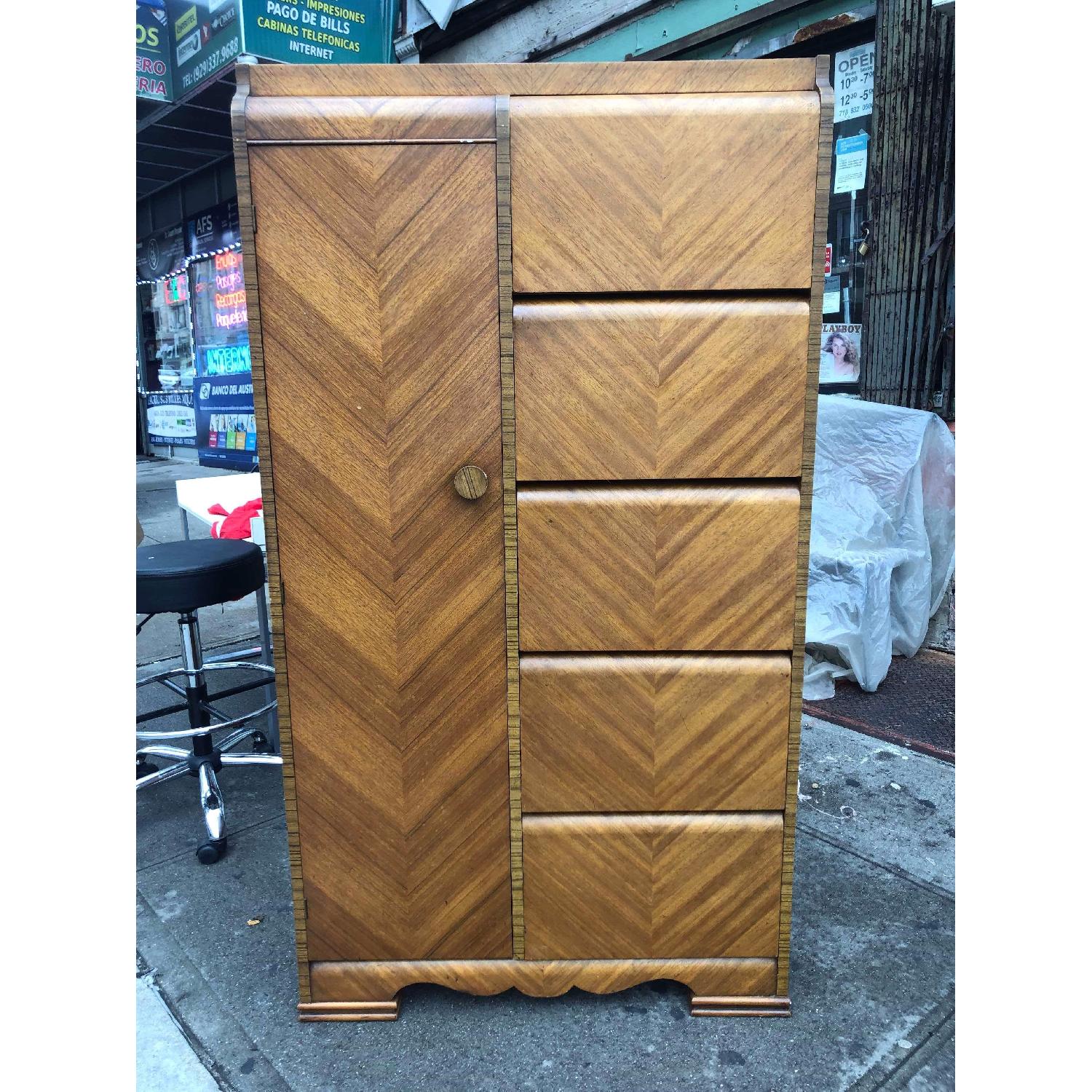 Antique 1940s Art Deco Style Waterfall Wardrobe/Dresser - image-1