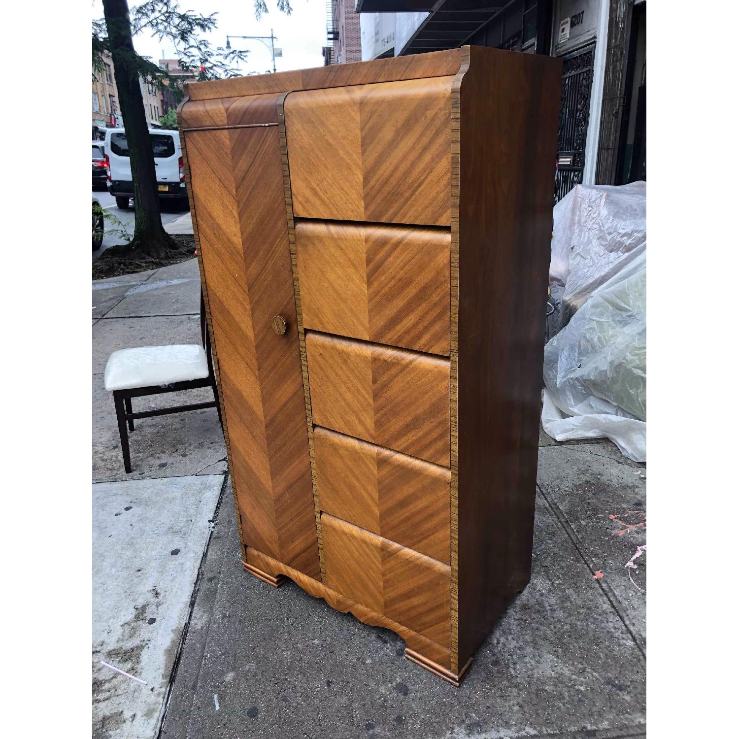 Antique 1940s Art Deco Style Waterfall Wardrobe/Dresser - image-3