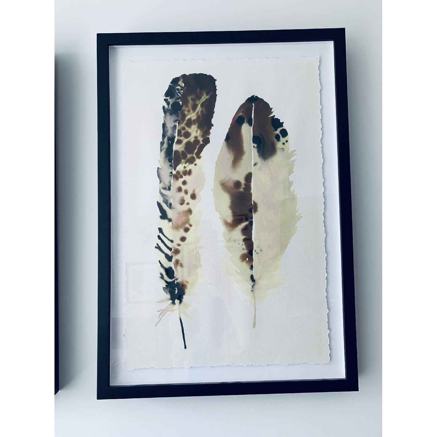 Crate & Barrel Framed Watercolor Feathers - image-4