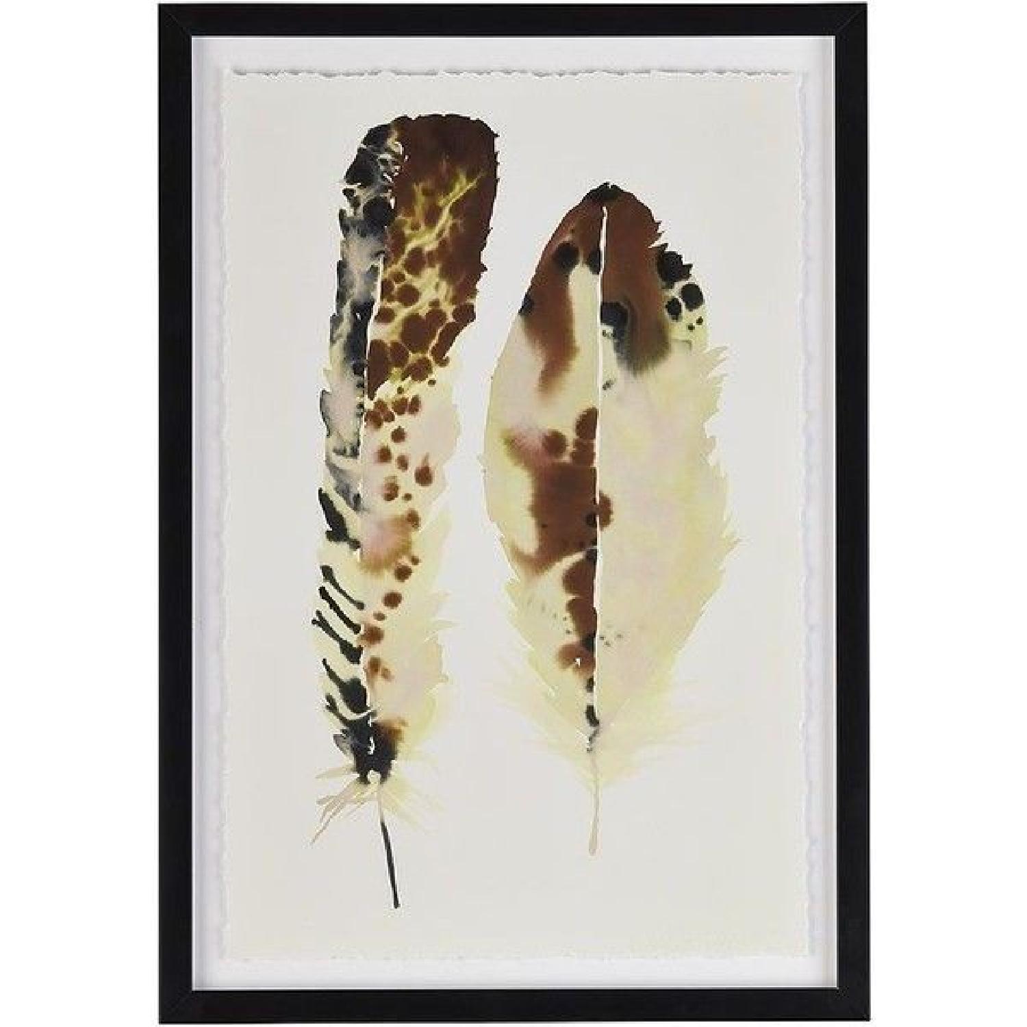 Crate & Barrel Framed Watercolor Feathers - image-5