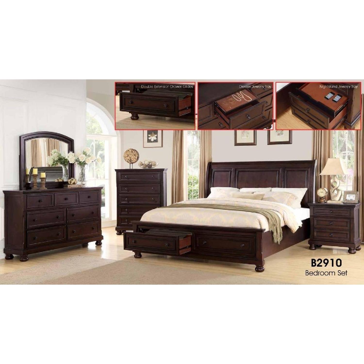 Shaker Style Queen Size Sleigh Platform Bed w/ Drawers - image-3
