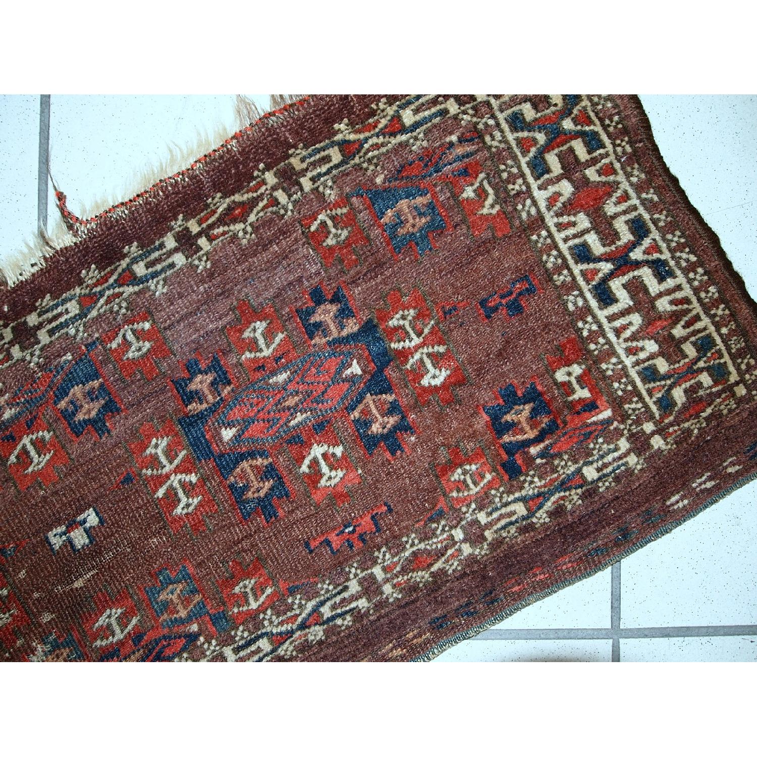 Handmade Antique Collectible Turkmen Yomud Rug - AptDeco