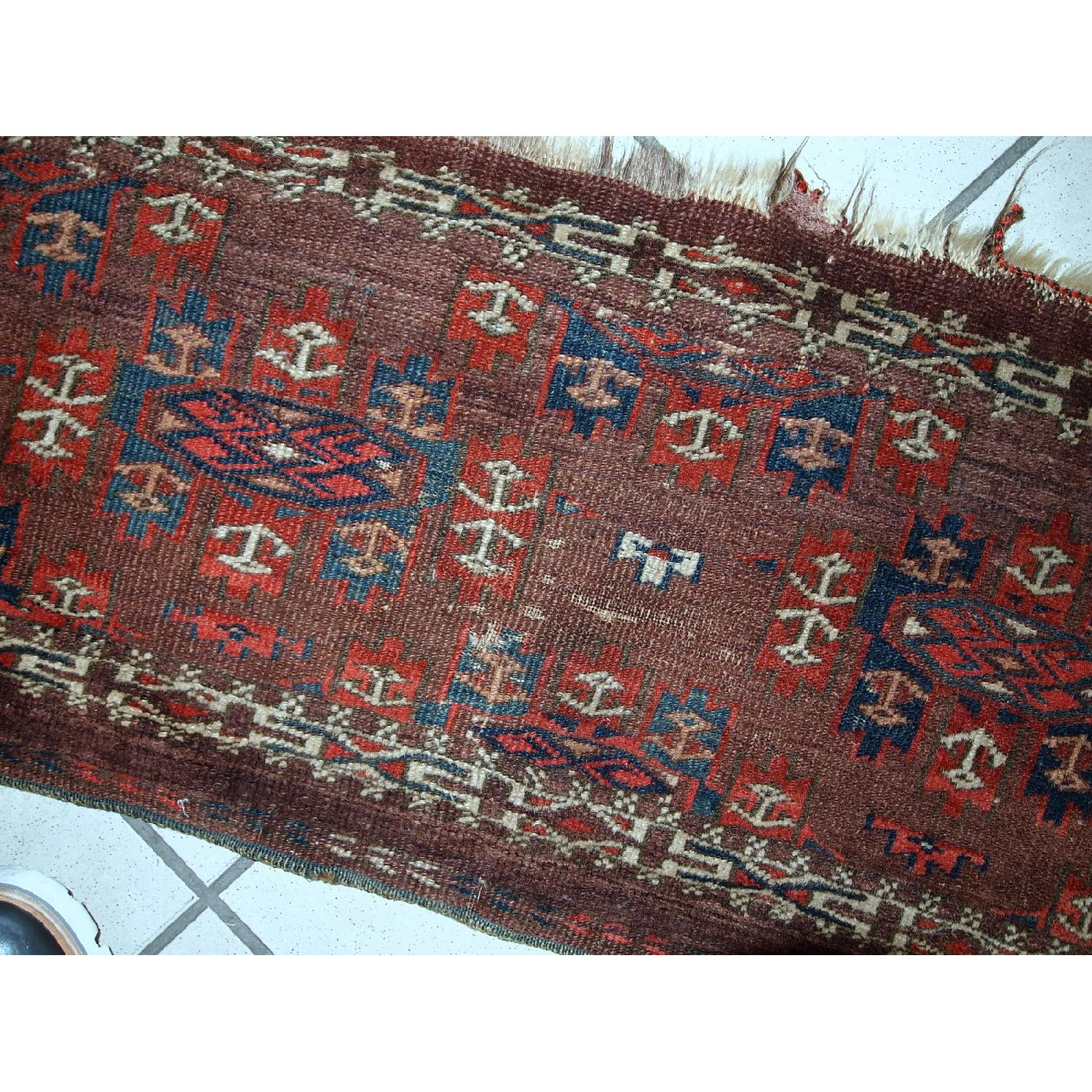 Handmade Antique Collectible Turkmen Yomud Rug - AptDeco