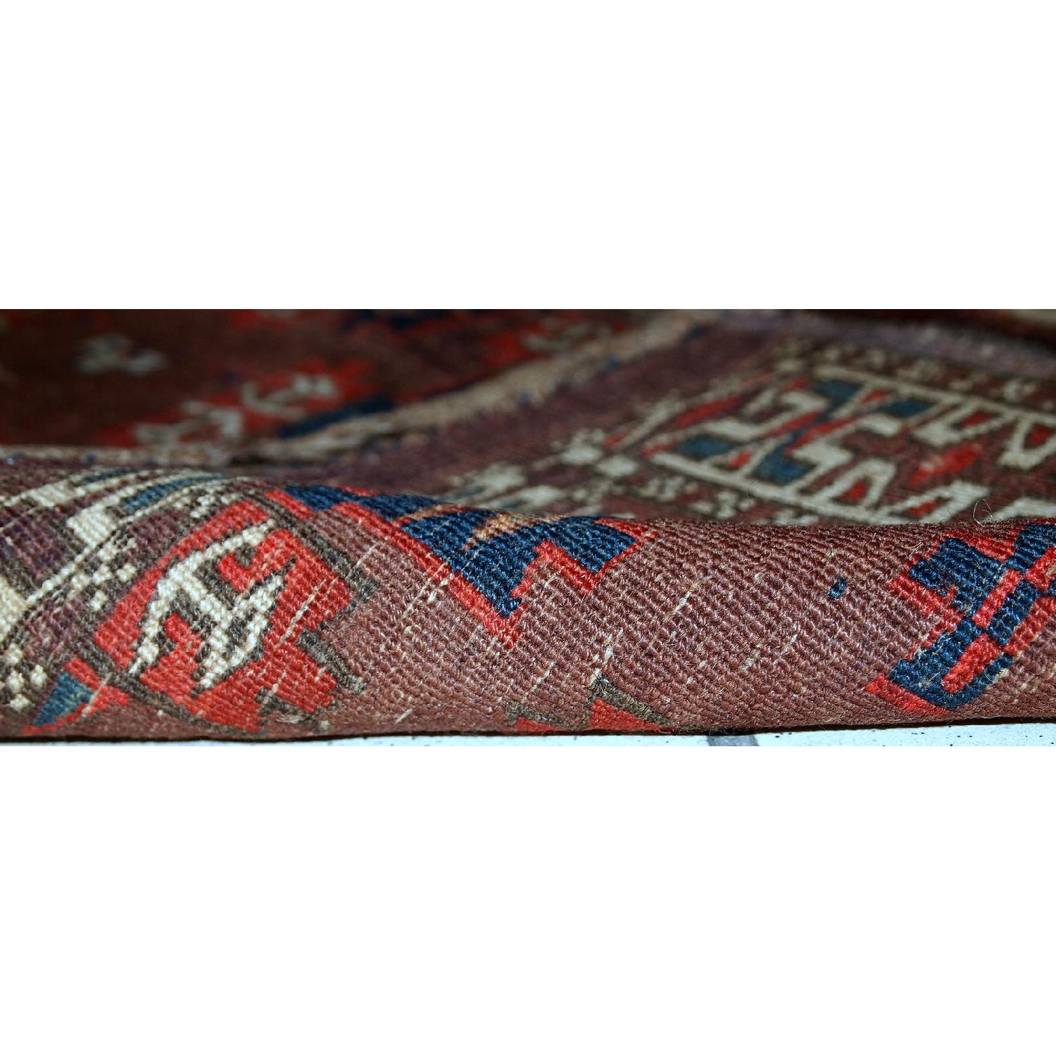 Yumosh Rug Handmade Antique Collectible Turkmen Yomud Rug - AptDeco