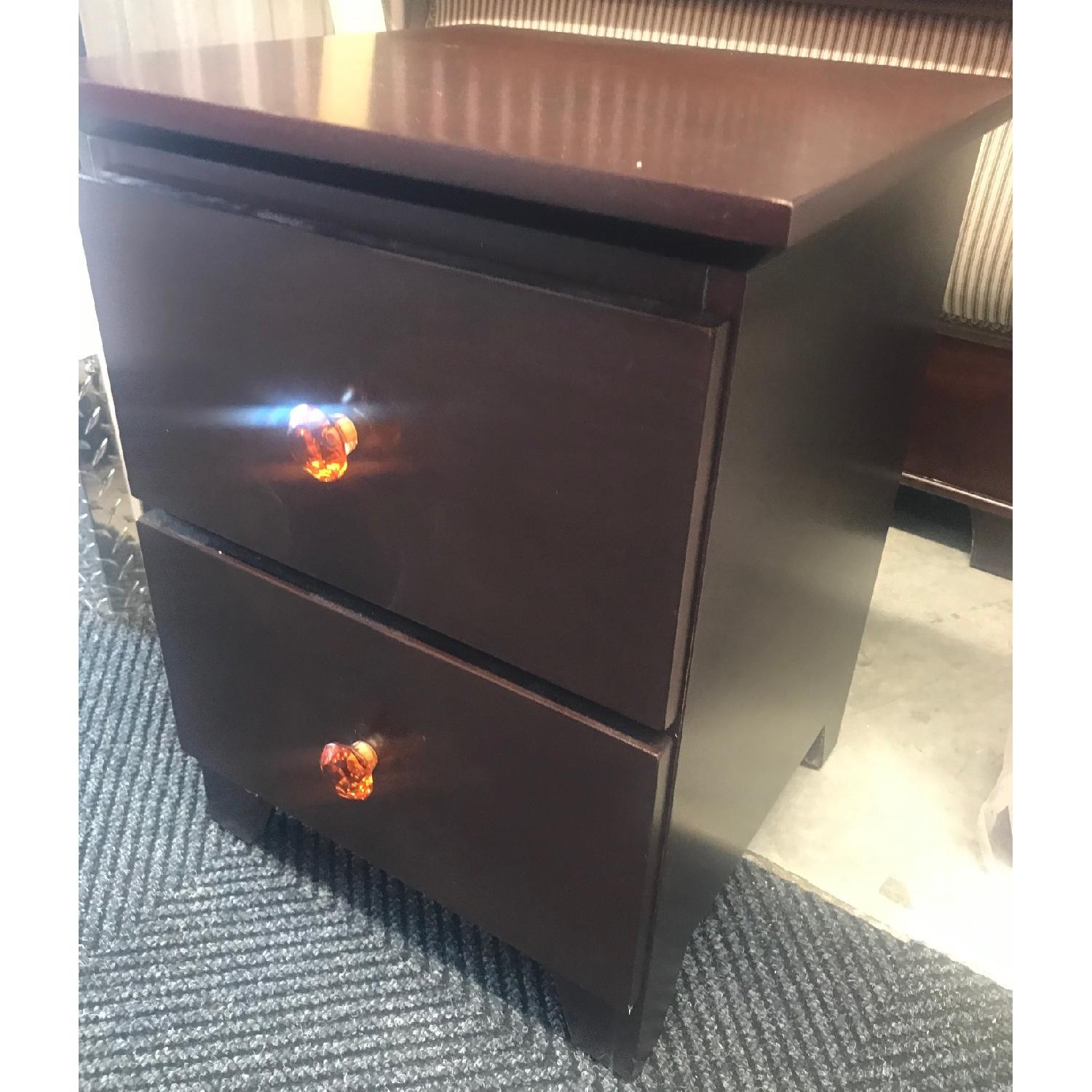 2Drawer Nightstands w/ Orange Glass Knobs AptDeco
