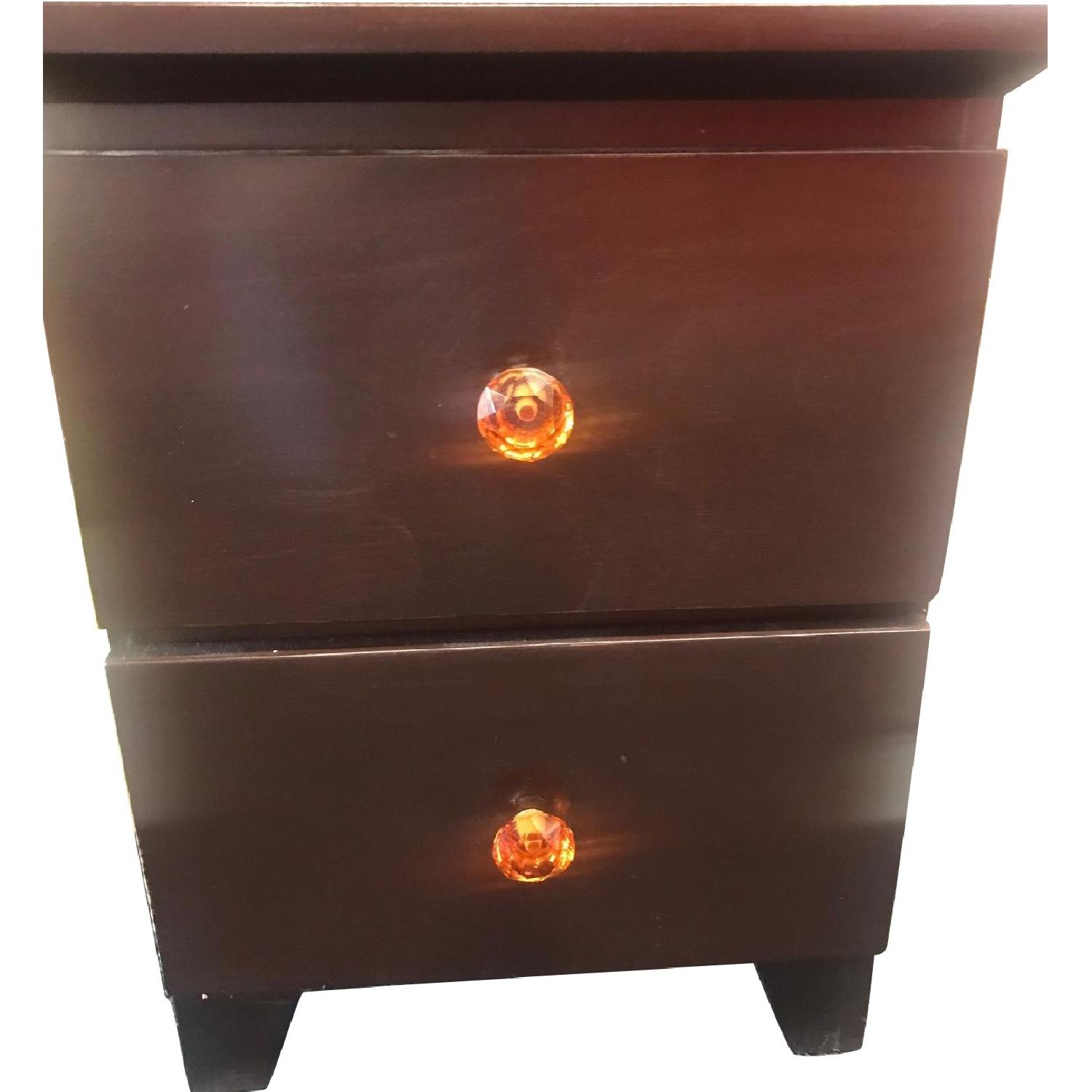2Drawer Nightstands w/ Orange Glass Knobs AptDeco