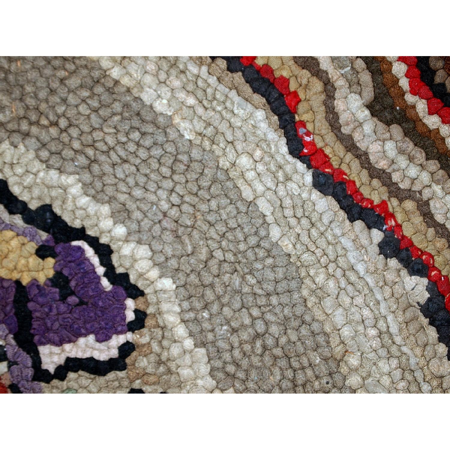 Antique Hand Made Round American Hooked Rug - image-3