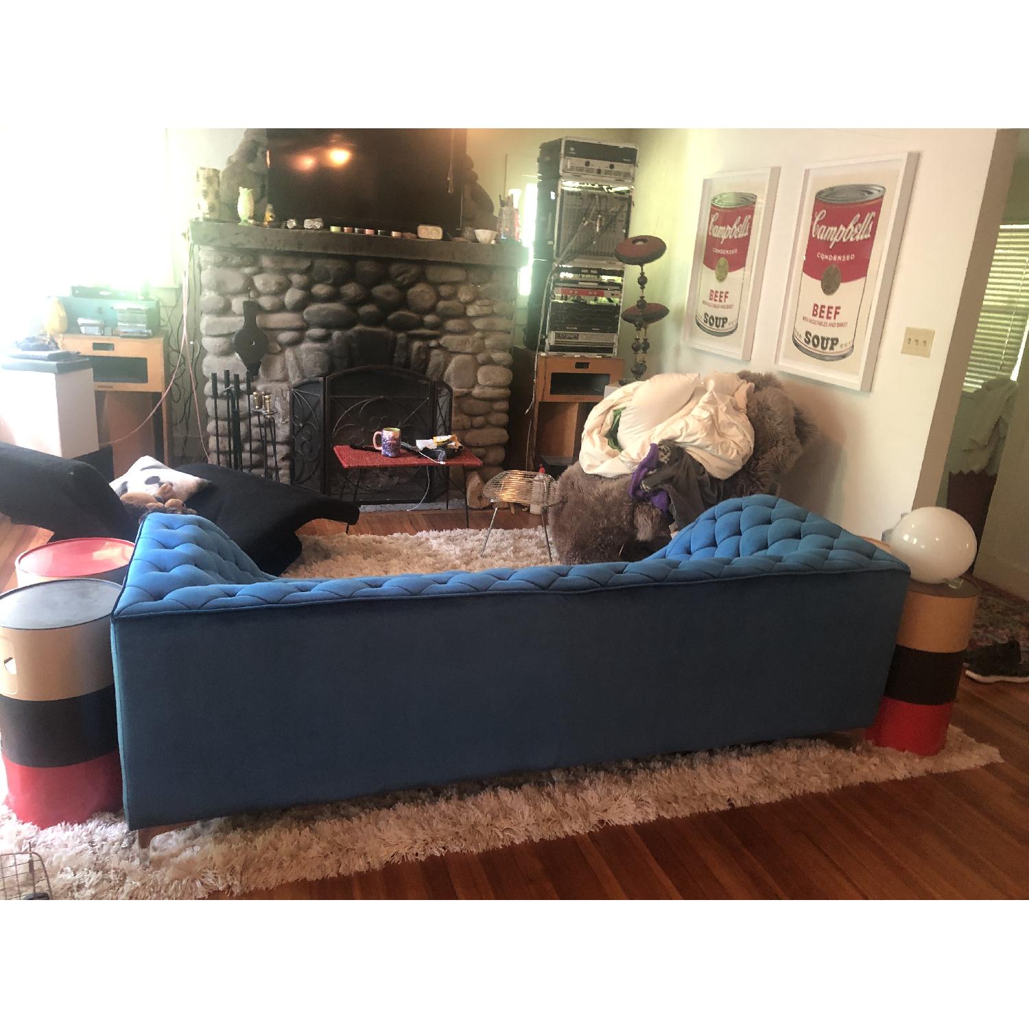 Wade Logan Light Blue Tufted Sofa - image-1