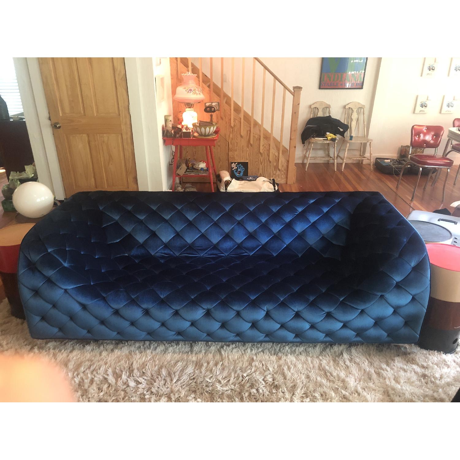 Wade Logan Light Blue Tufted Sofa - image-3