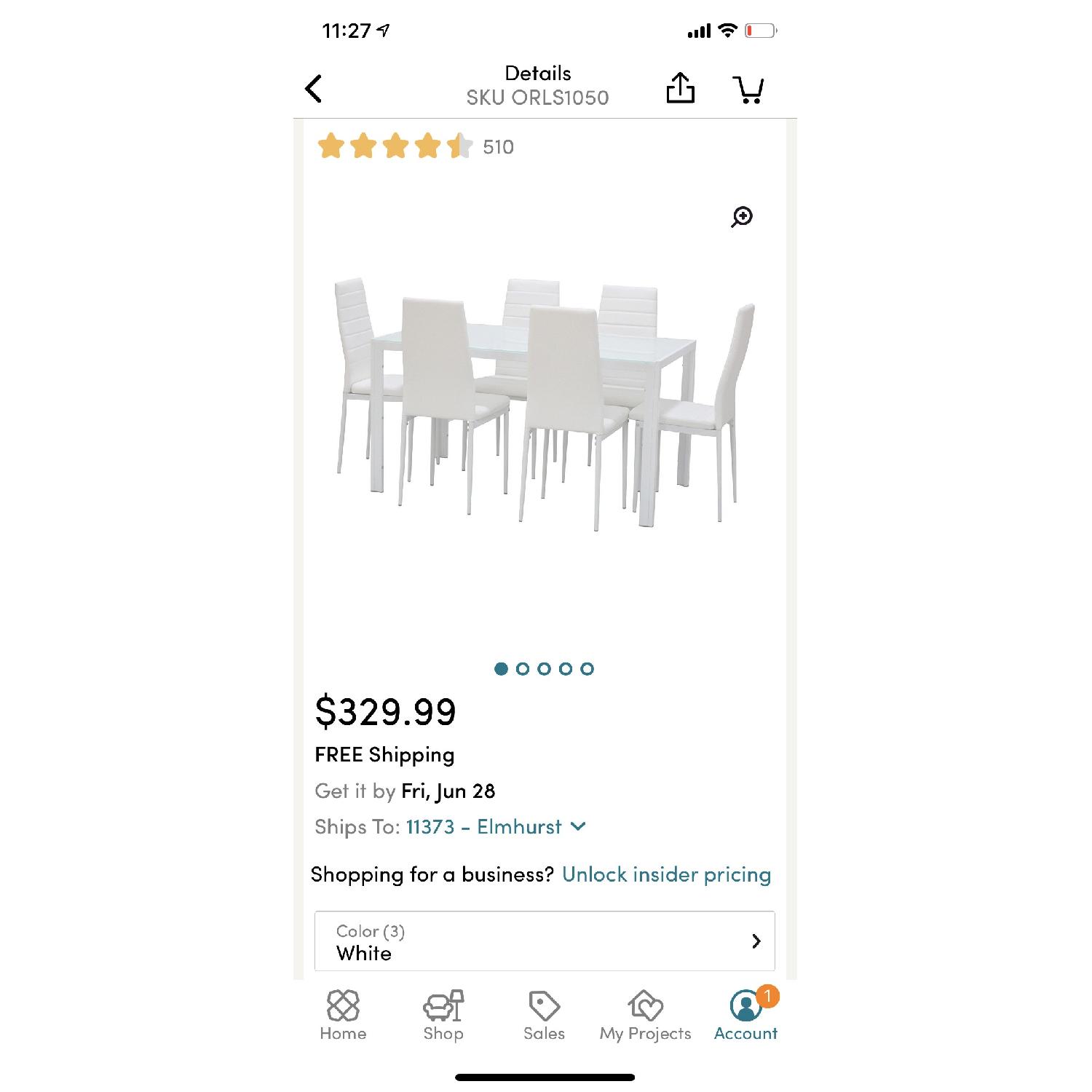 Orren Ellis Renick Modern 7 Piece White Dining Set - image-2