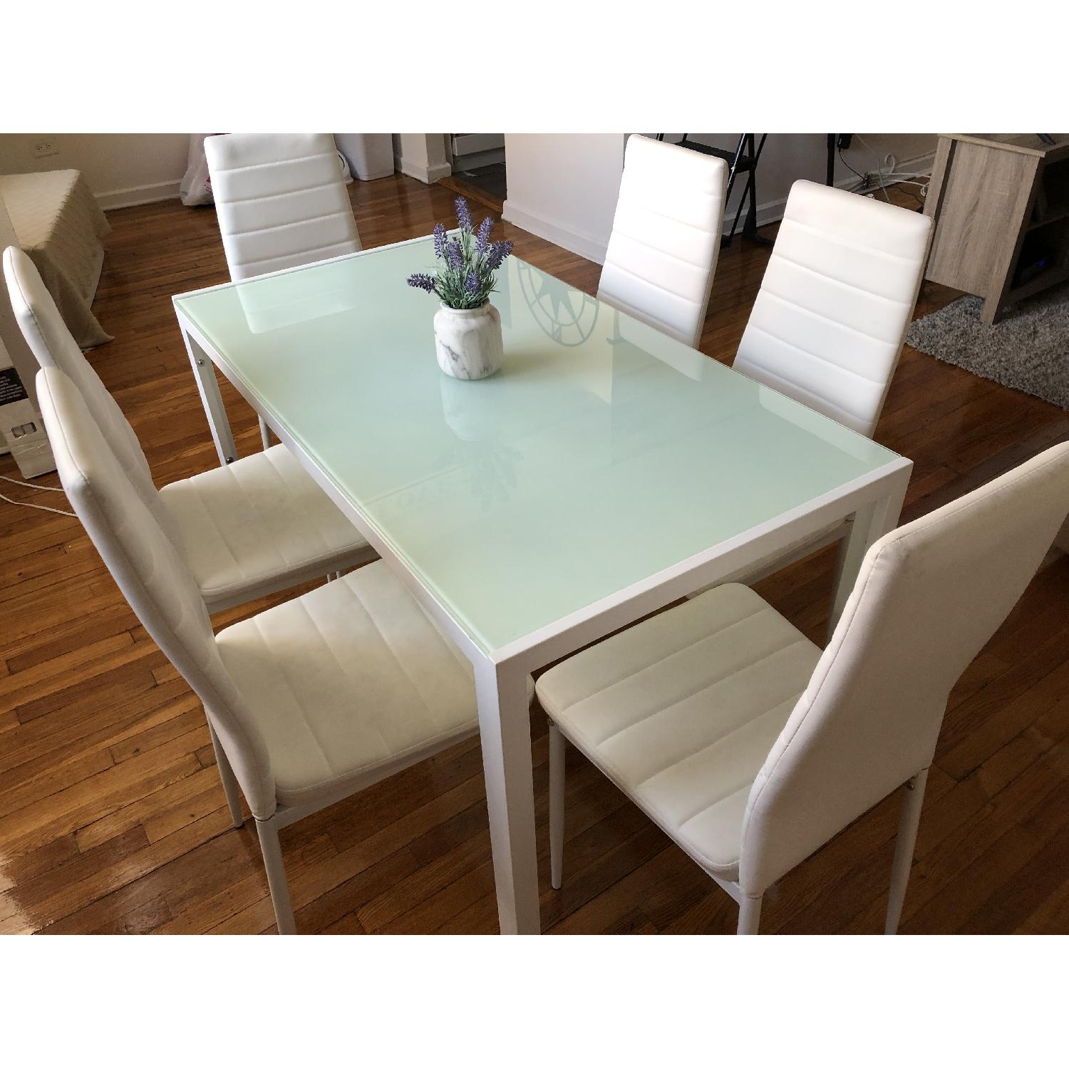Orren Ellis Renick Modern 7 Piece White Dining Set - image-3