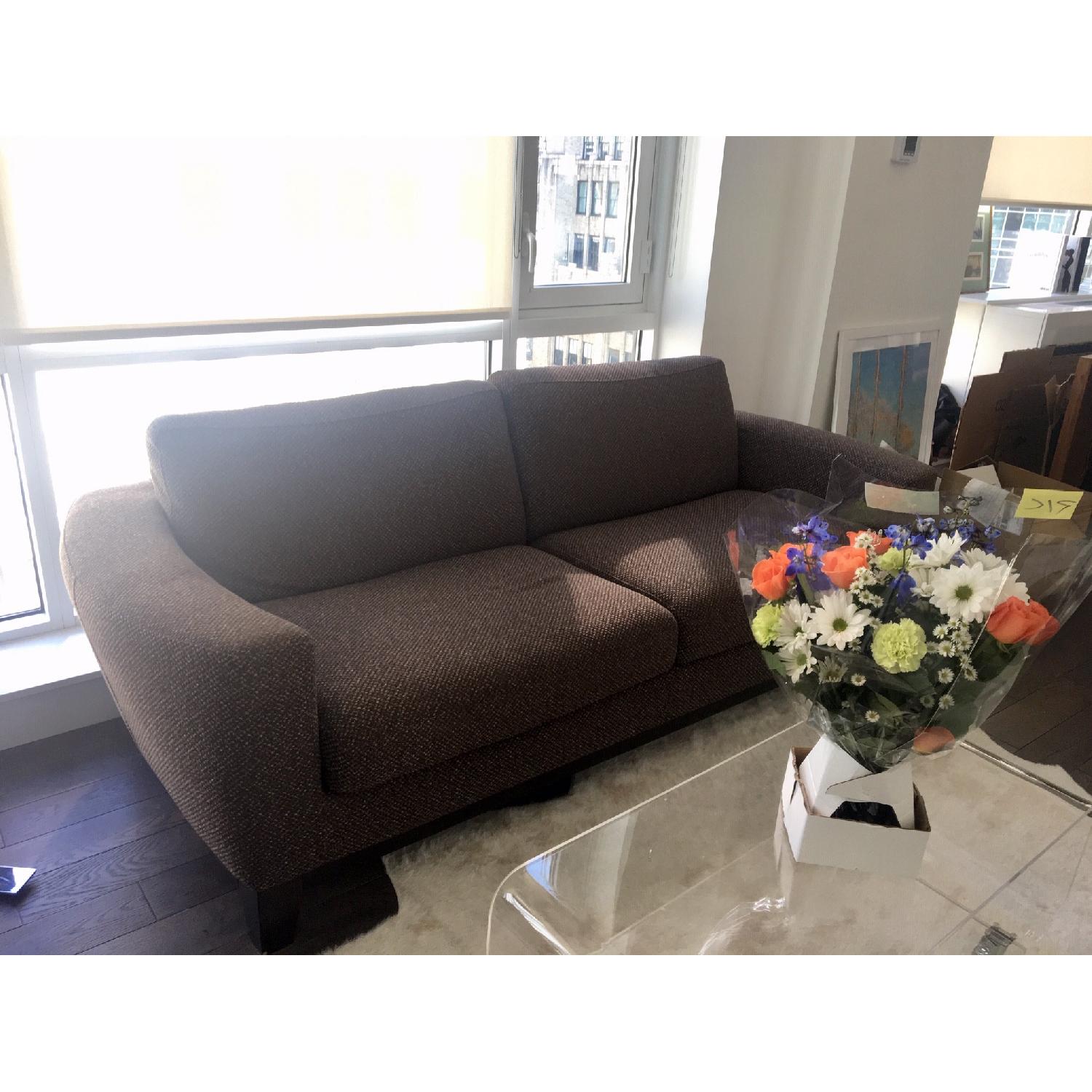 Natuzzi Brown Fabric Sofa AptDeco