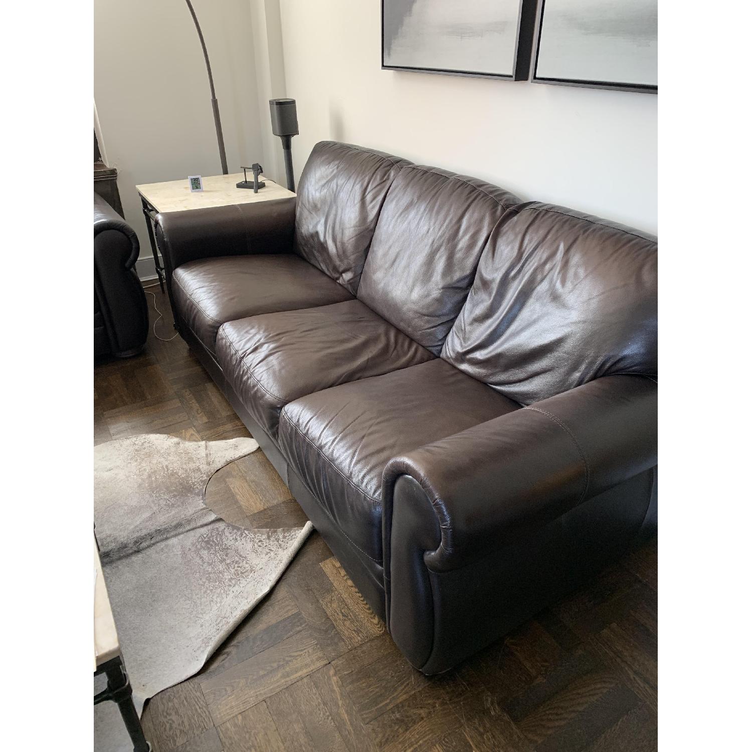 Raymour & Flanigan Marsala Leather Sofa - image-1