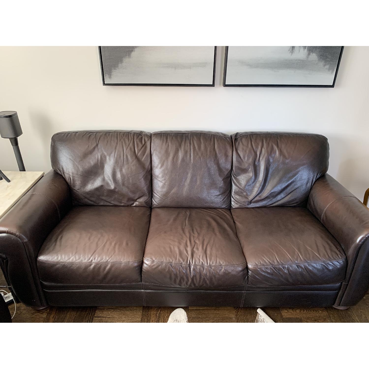 Raymour & Flanigan Marsala Leather Sofa - image-2