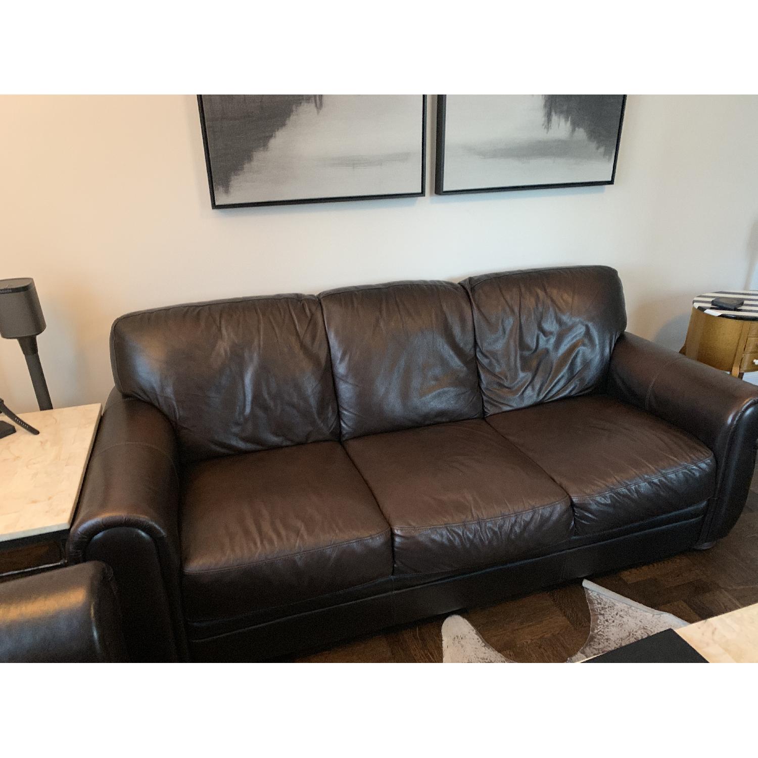 Raymour & Flanigan Marsala Leather Sofa - image-3