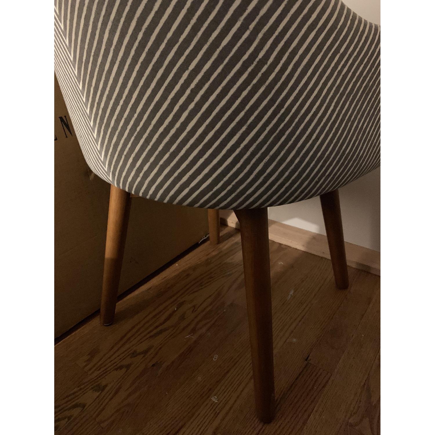 West Elm Blue/White Stripe Mid-Century Swivel Office Chair - image-2