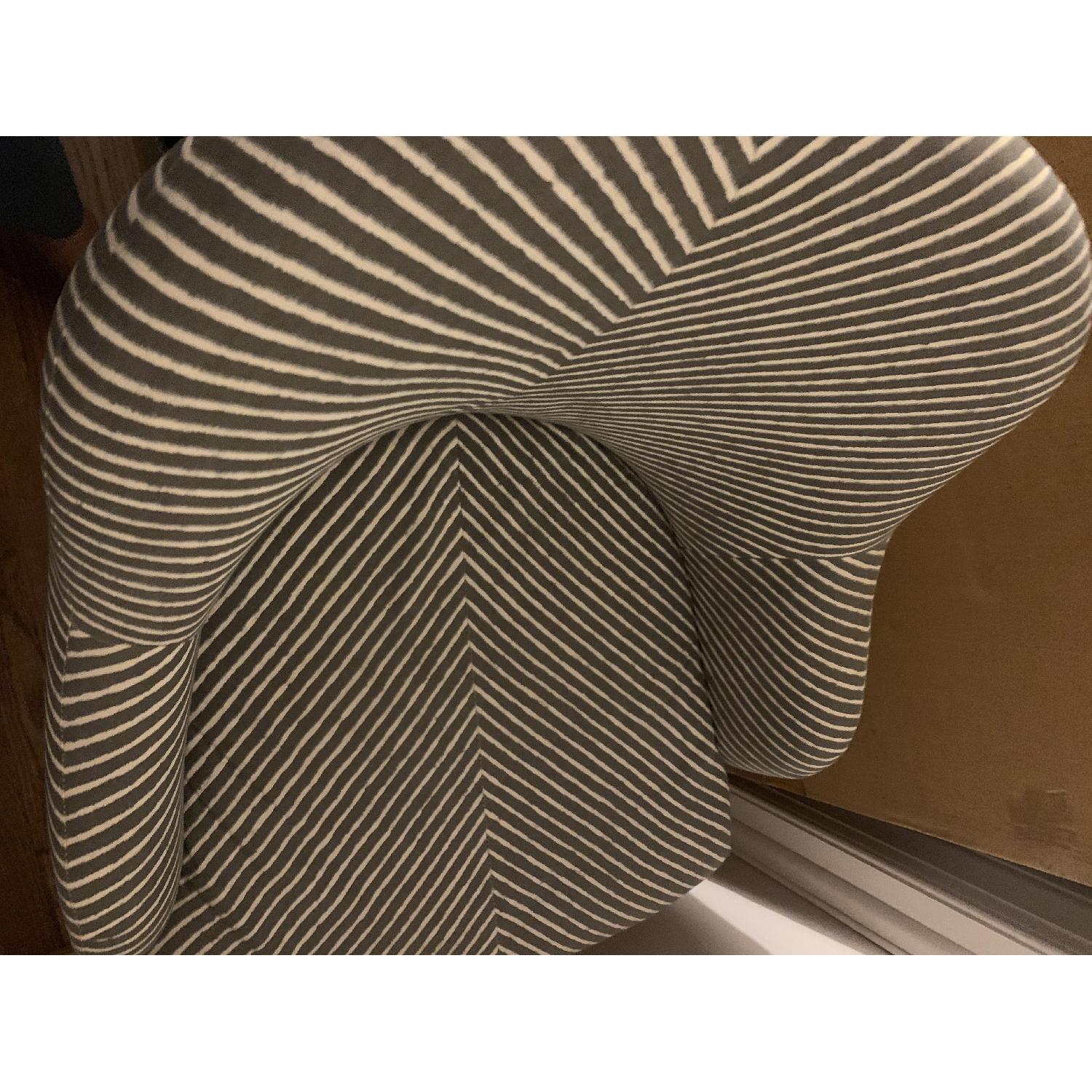 West Elm Blue/White Stripe Mid-Century Swivel Office Chair - image-4