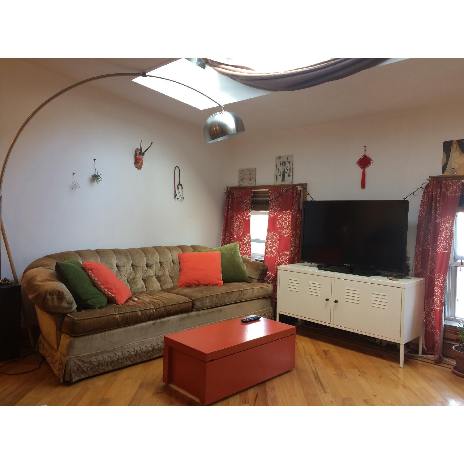 Vintage Velvet Tufted Champagne Gold Sofa - image-3