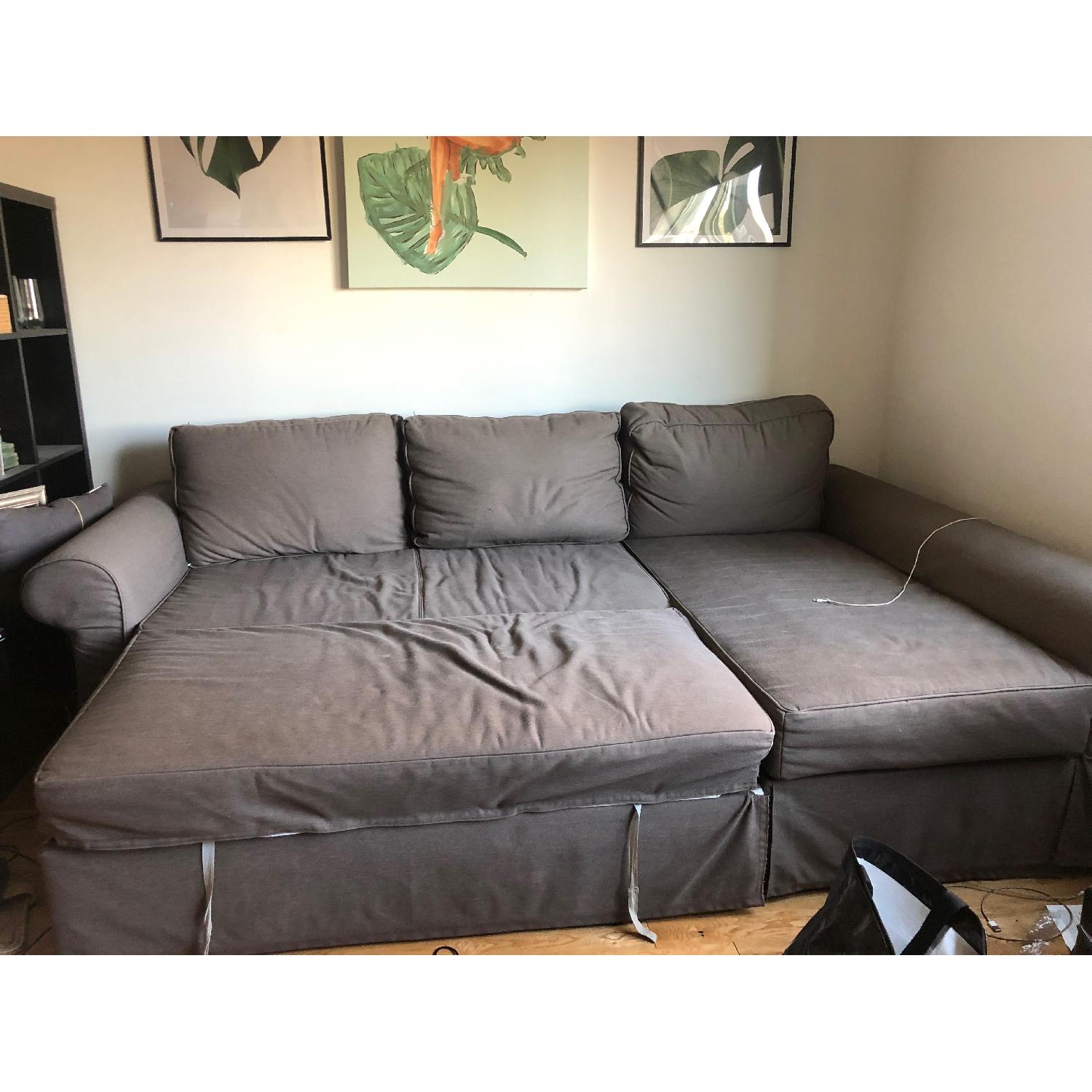 Ikea Backabro Brown Sleeper Sofa w/ Chaise AptDeco