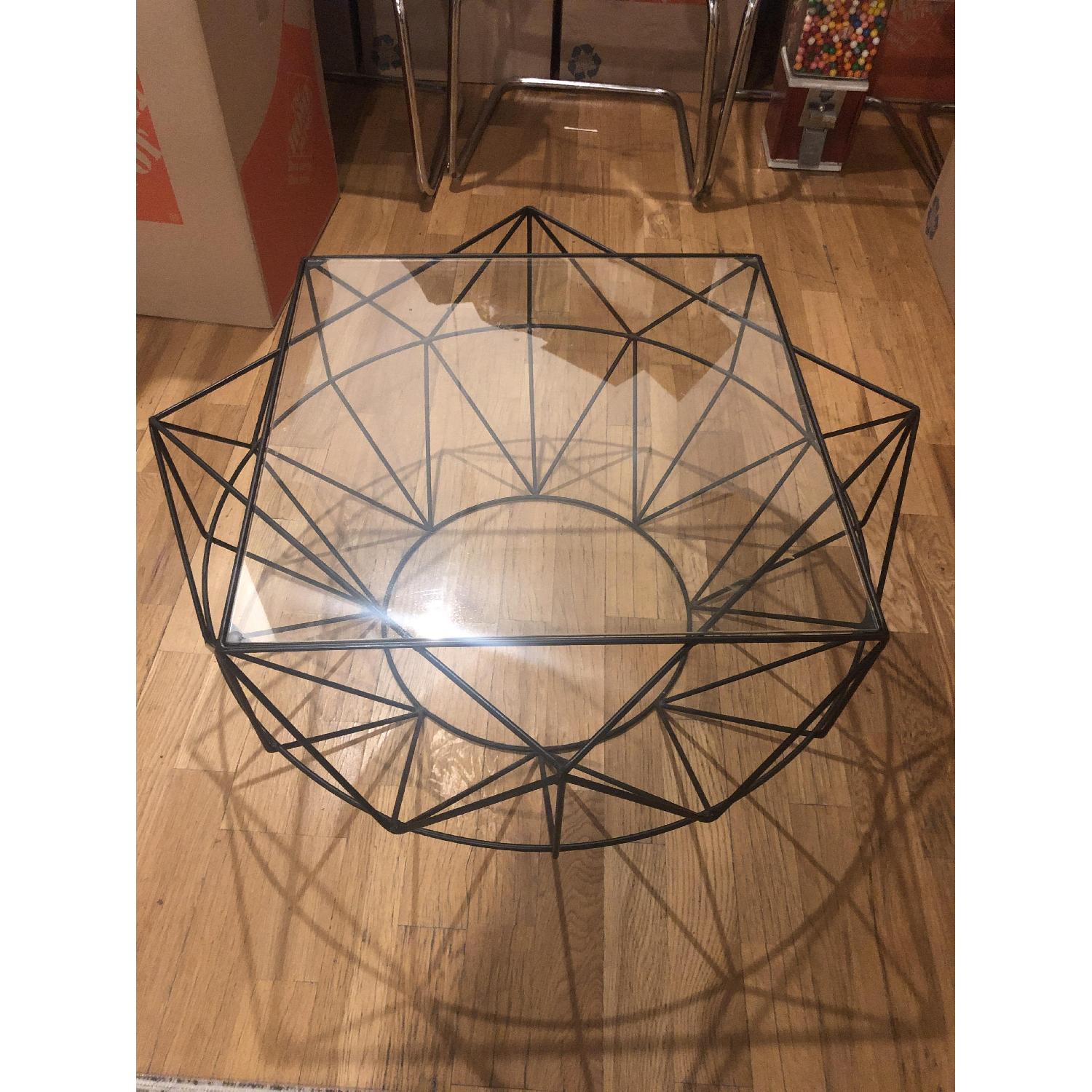 West Elm Glass & Blackened Metal Cocktail Table - image-1