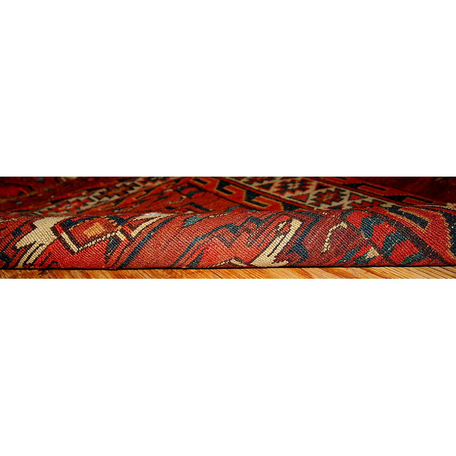 Handmade Antique Collectible Turkmen Yomud Rug - image-1