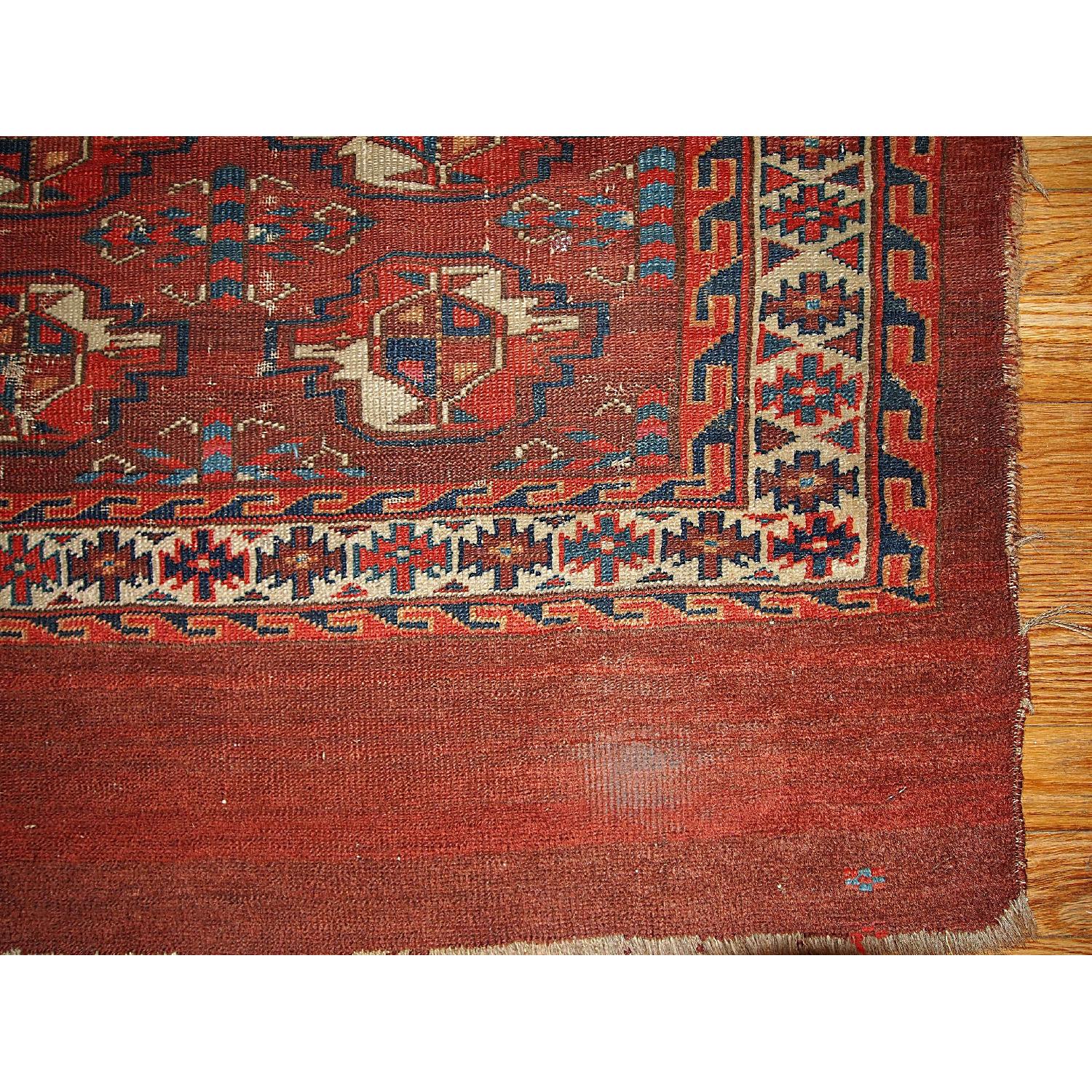 Handmade Antique Collectible Turkmen Yomud Rug - image-2