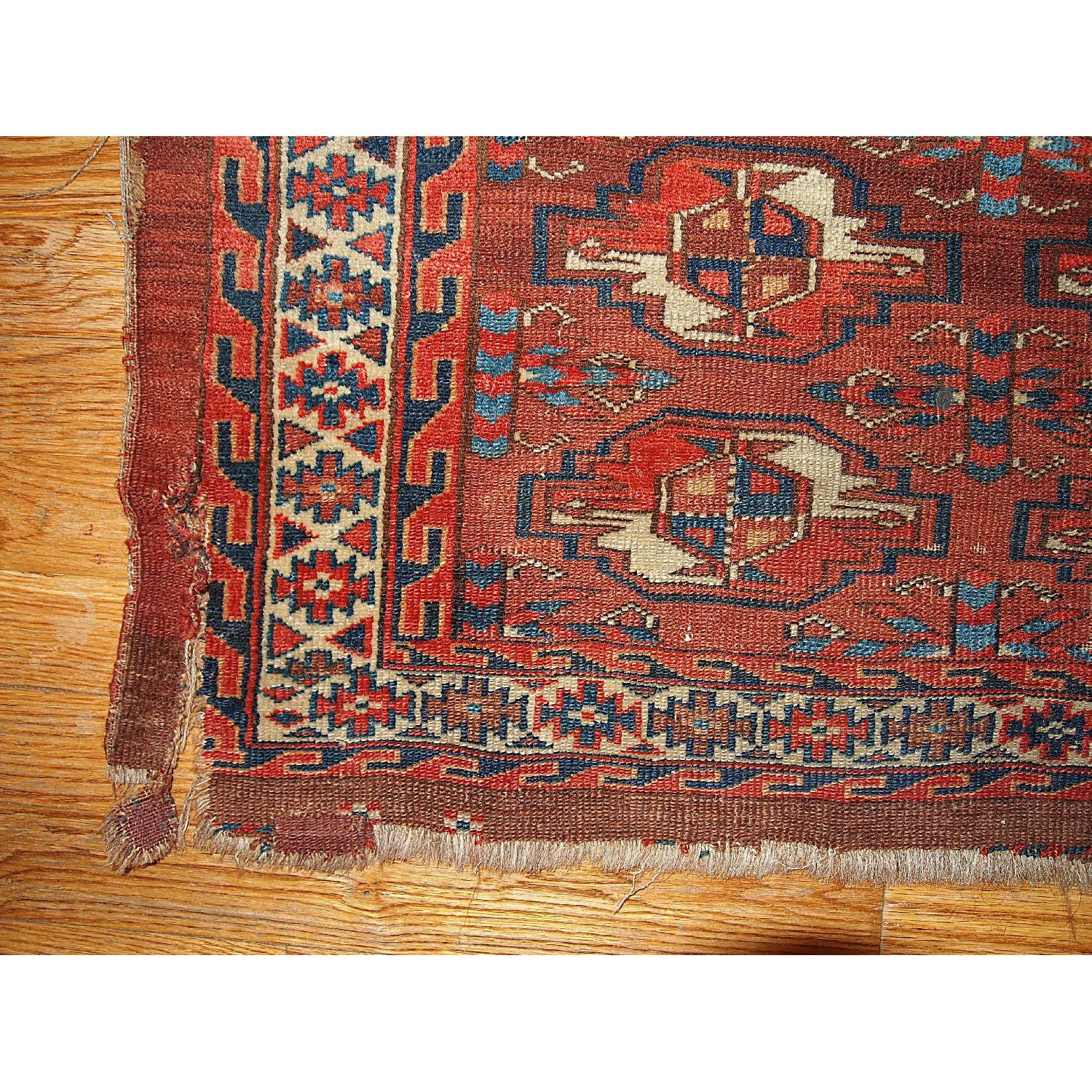 Handmade Antique Collectible Turkmen Yomud Rug - image-3