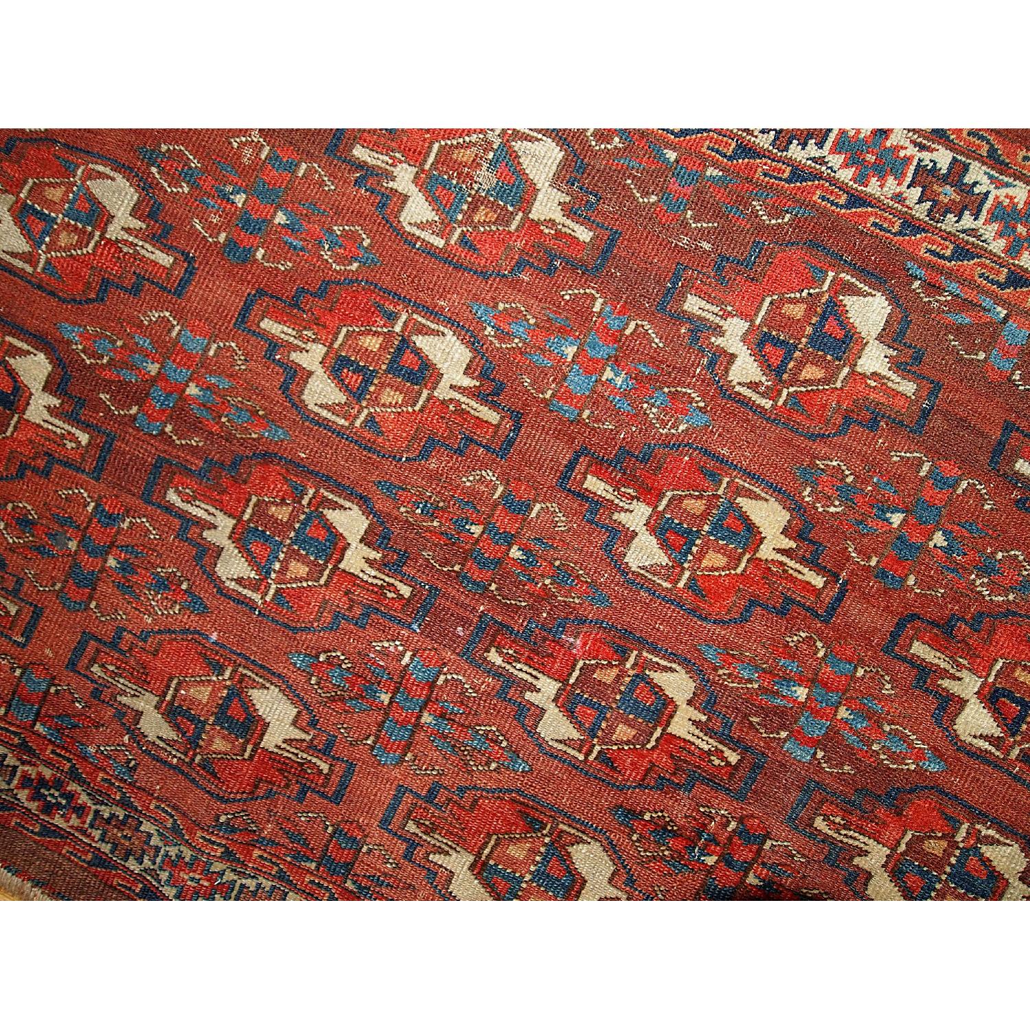 Handmade Antique Collectible Turkmen Yomud Rug - image-4