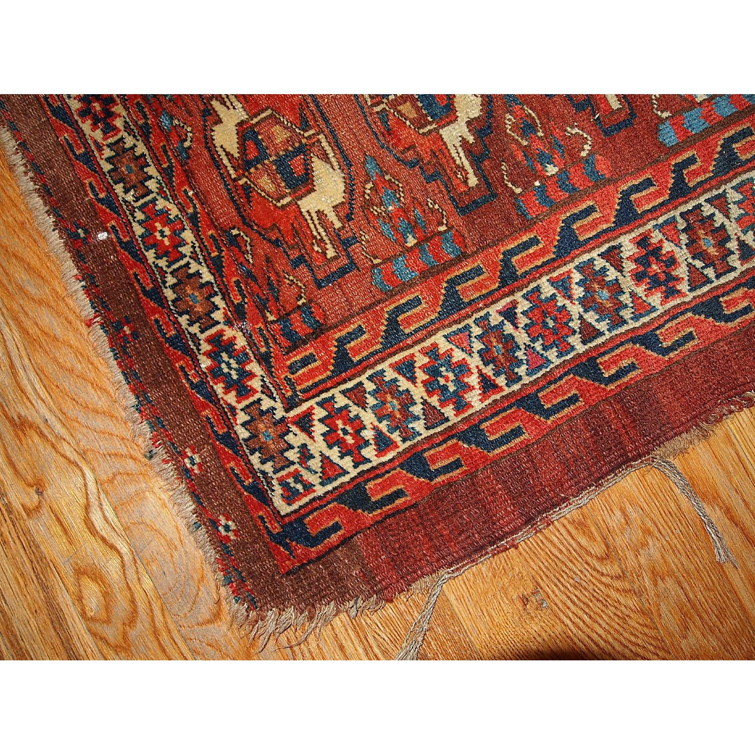 Handmade Antique Collectible Turkmen Yomud Rug - image-5